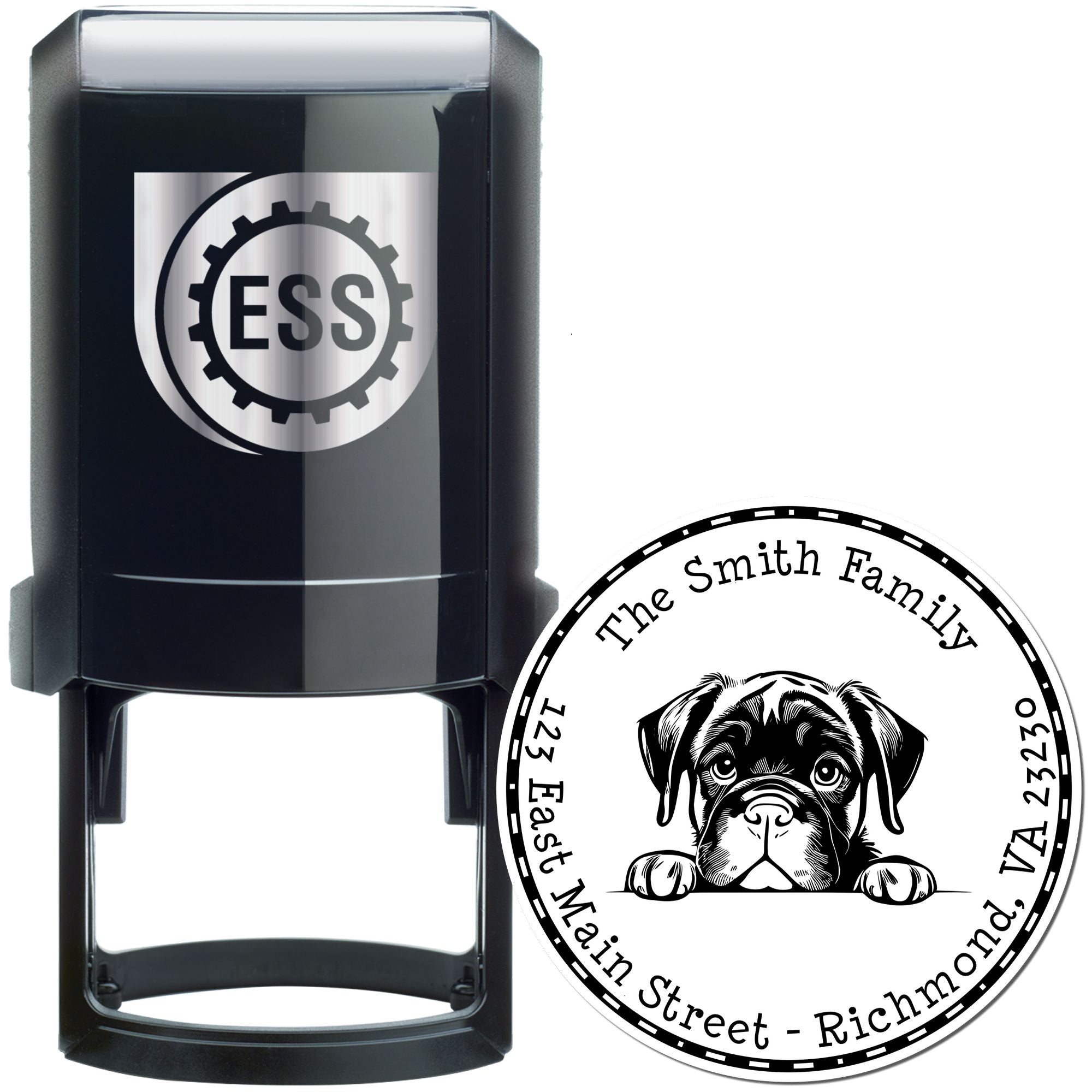 Round Self-Inking Cane Corso High-Quality Address Stamp - Engineer Seal Stamps