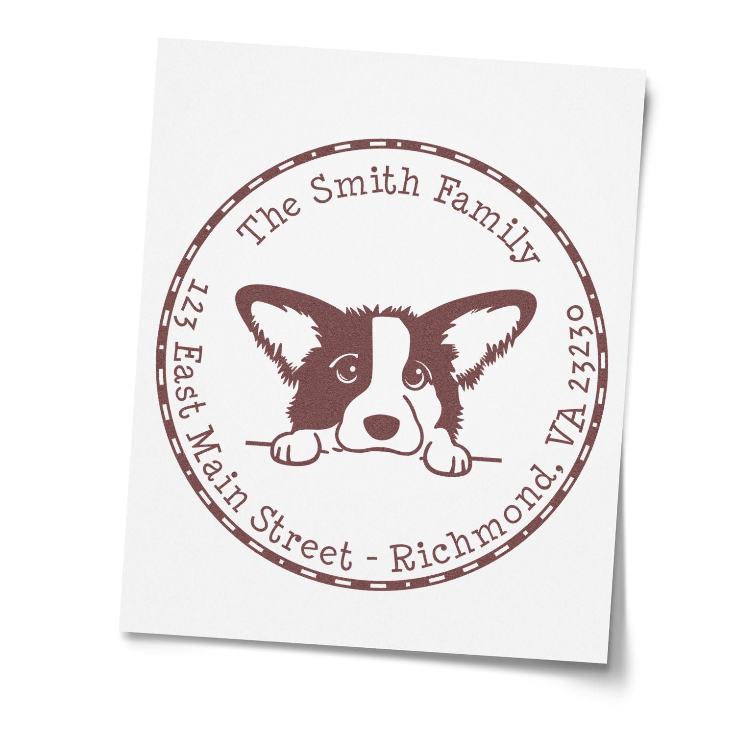 Round Self-Inking Cardigan Welsh Corgi Mail Stamp - Engineer Seal Stamps