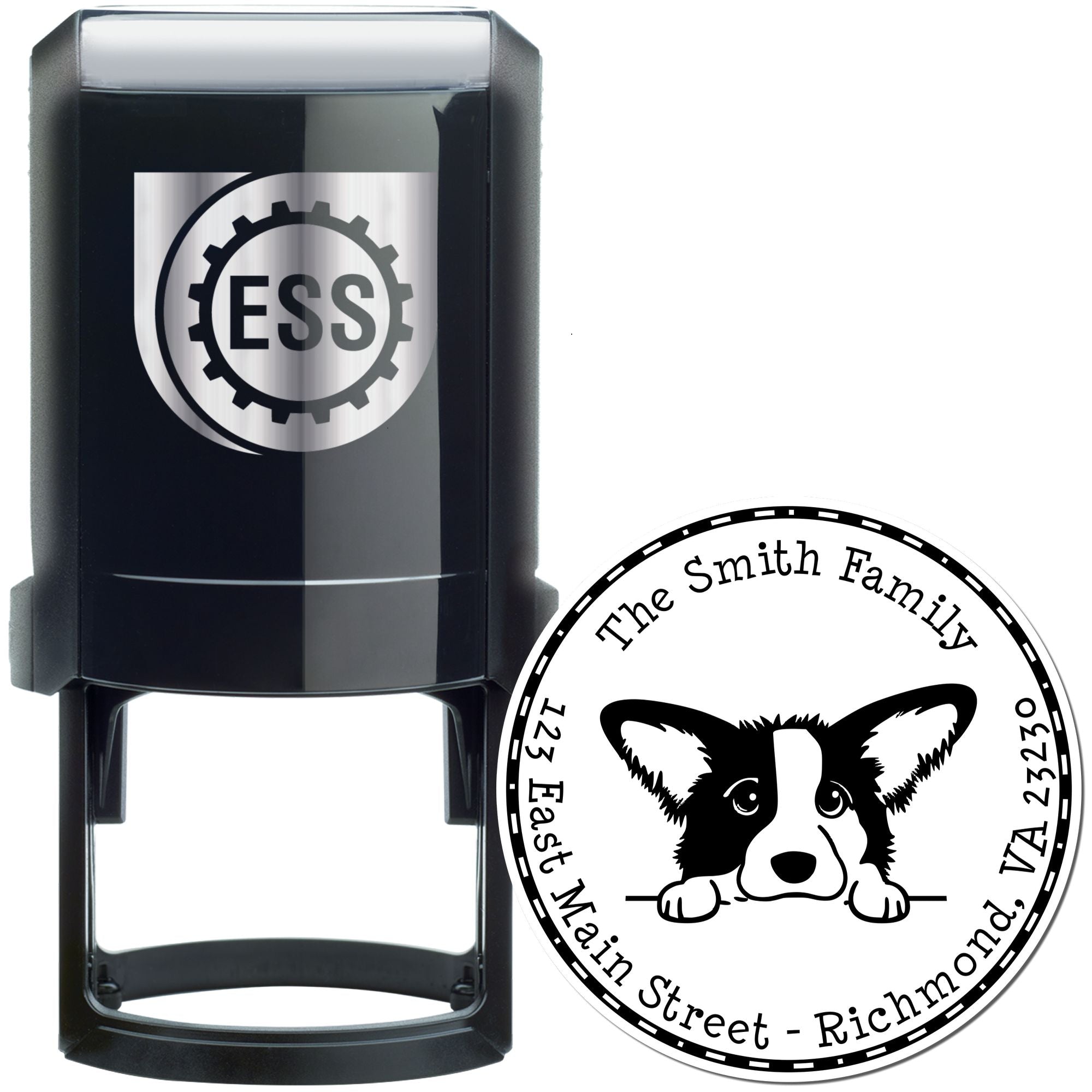 Round Self-Inking Cardigan Welsh Corgi Mail Stamp - Engineer Seal Stamps