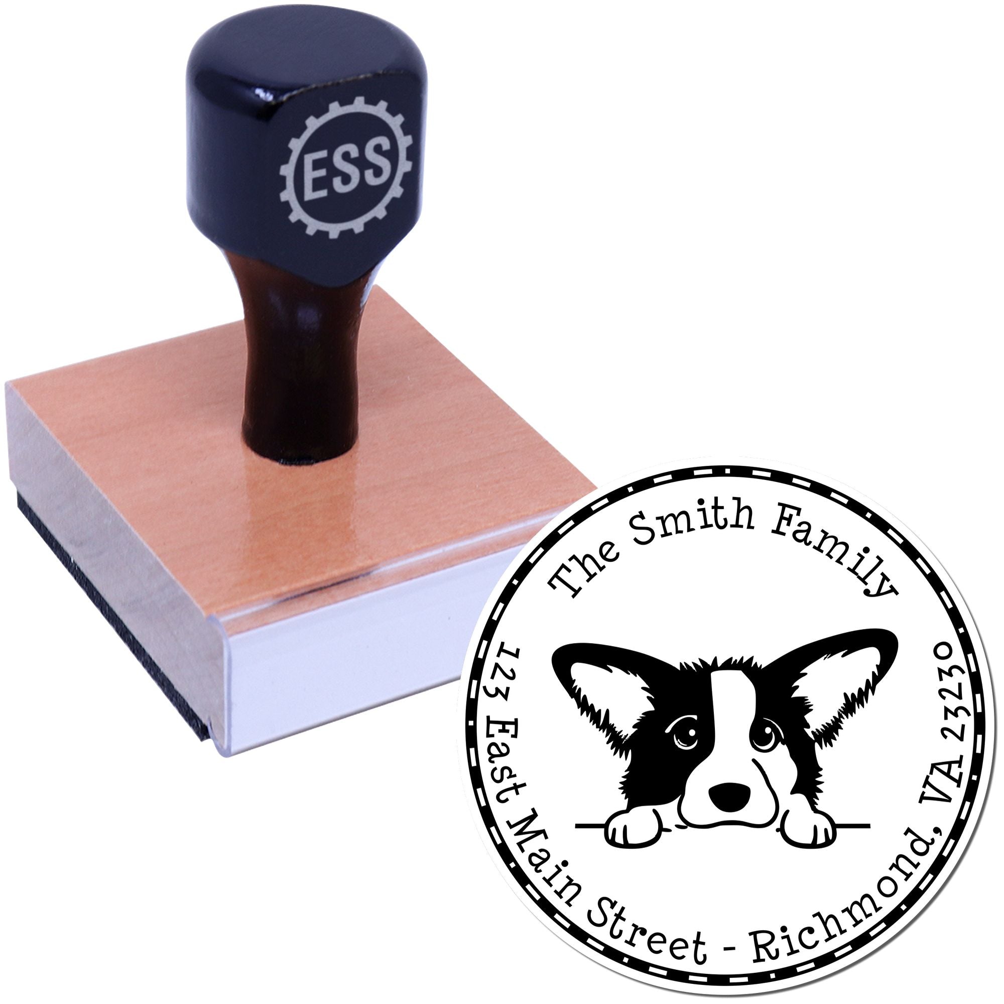 Round Cardigan Welsh Corgi Customized Mailing Rubber Stamp
