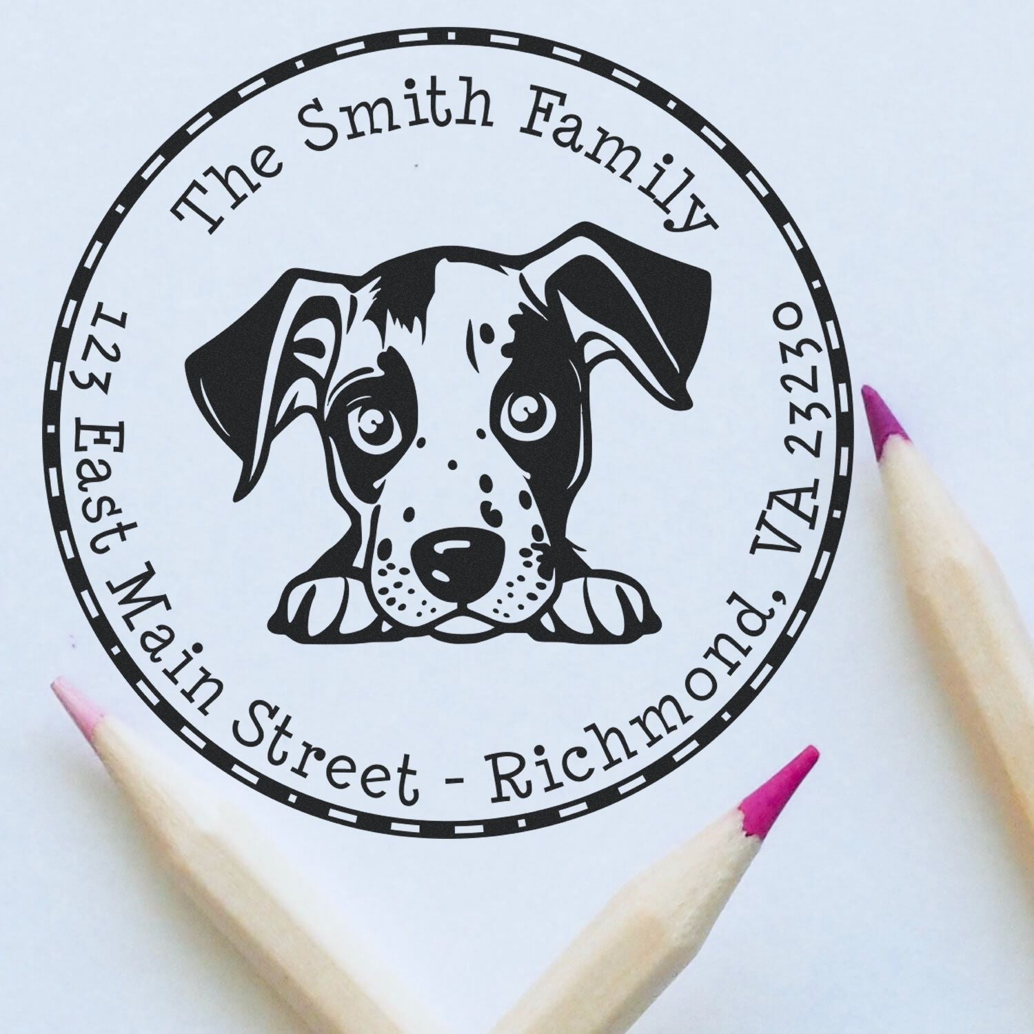 Round Catahoula Customized House Address Rubber Stamp