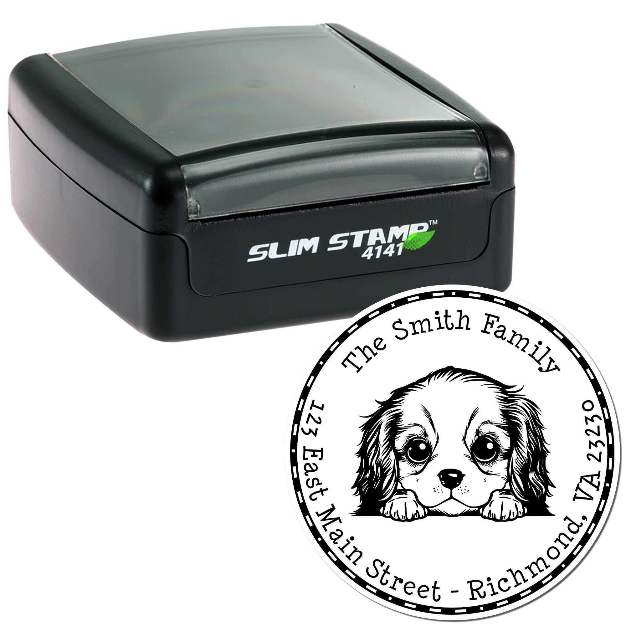 Slim Cavalier King Charles Spaniel Personalized Mail Stamp - Engineer Seal Stamps