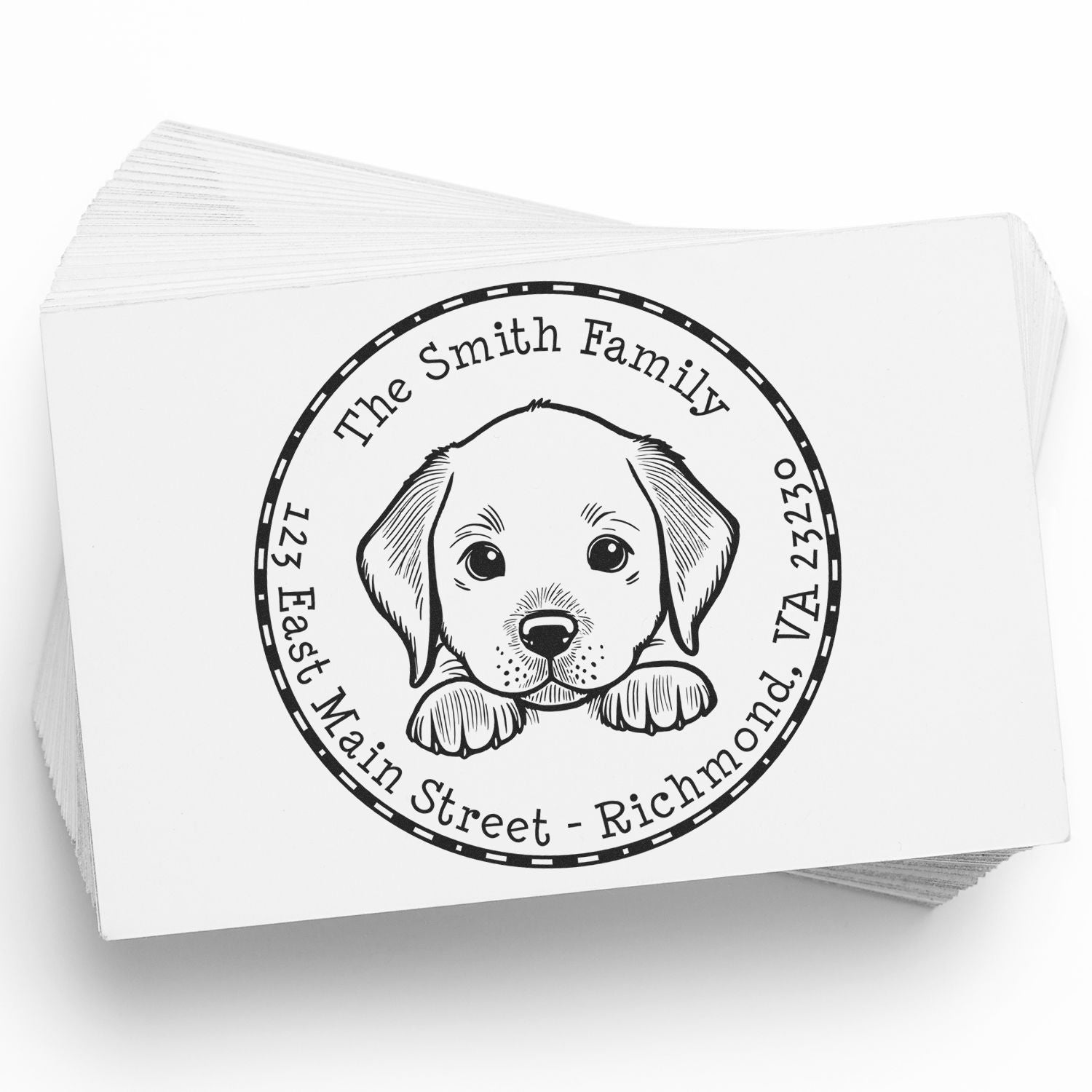 Round Pre-Inked Chesapeake Bay Retriever Custom House Address Stamp - Engineer Seal Stamps