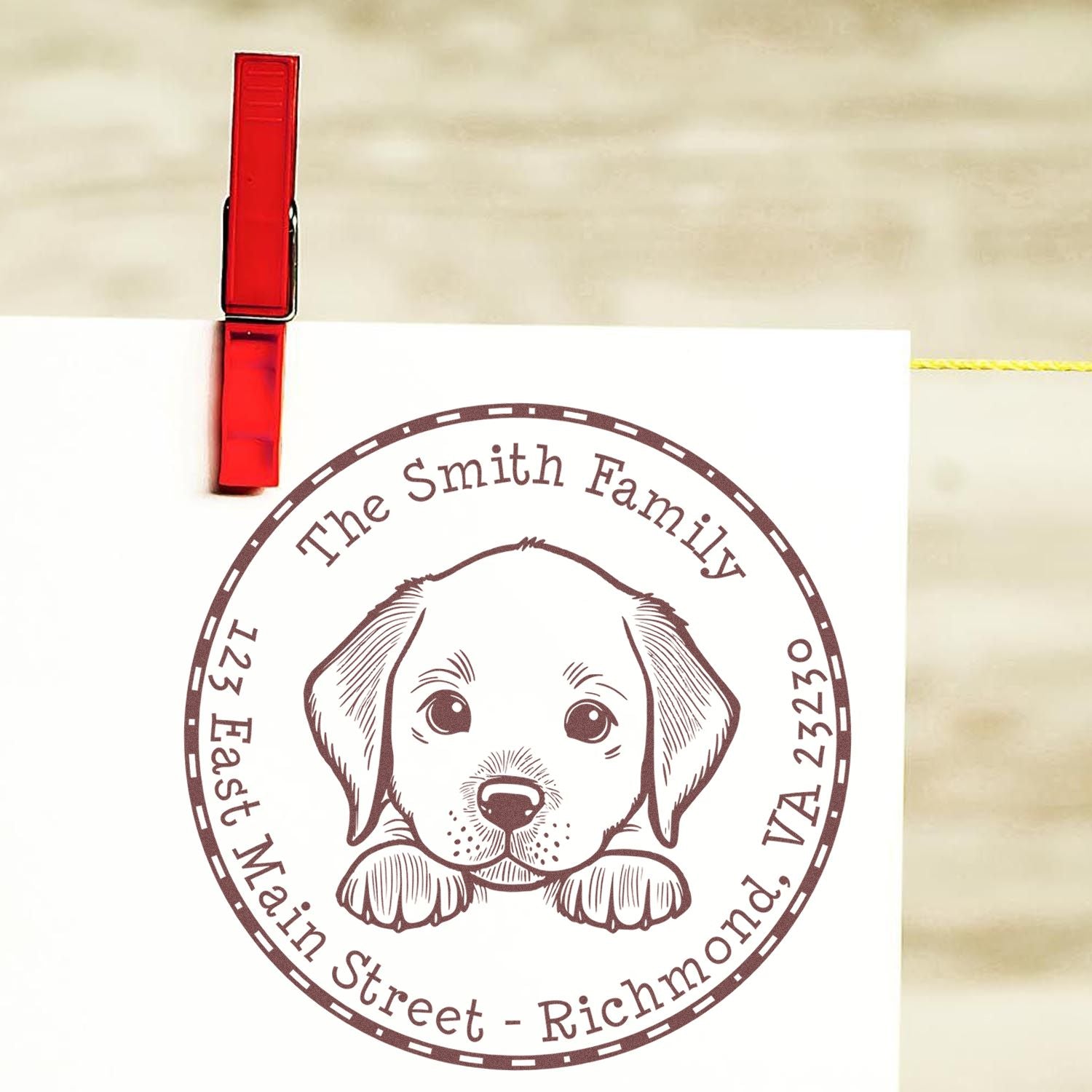 Round Chesapeake Bay Retriever Customized Mailing Address Rubber Stamp - Engineer Seal Stamps