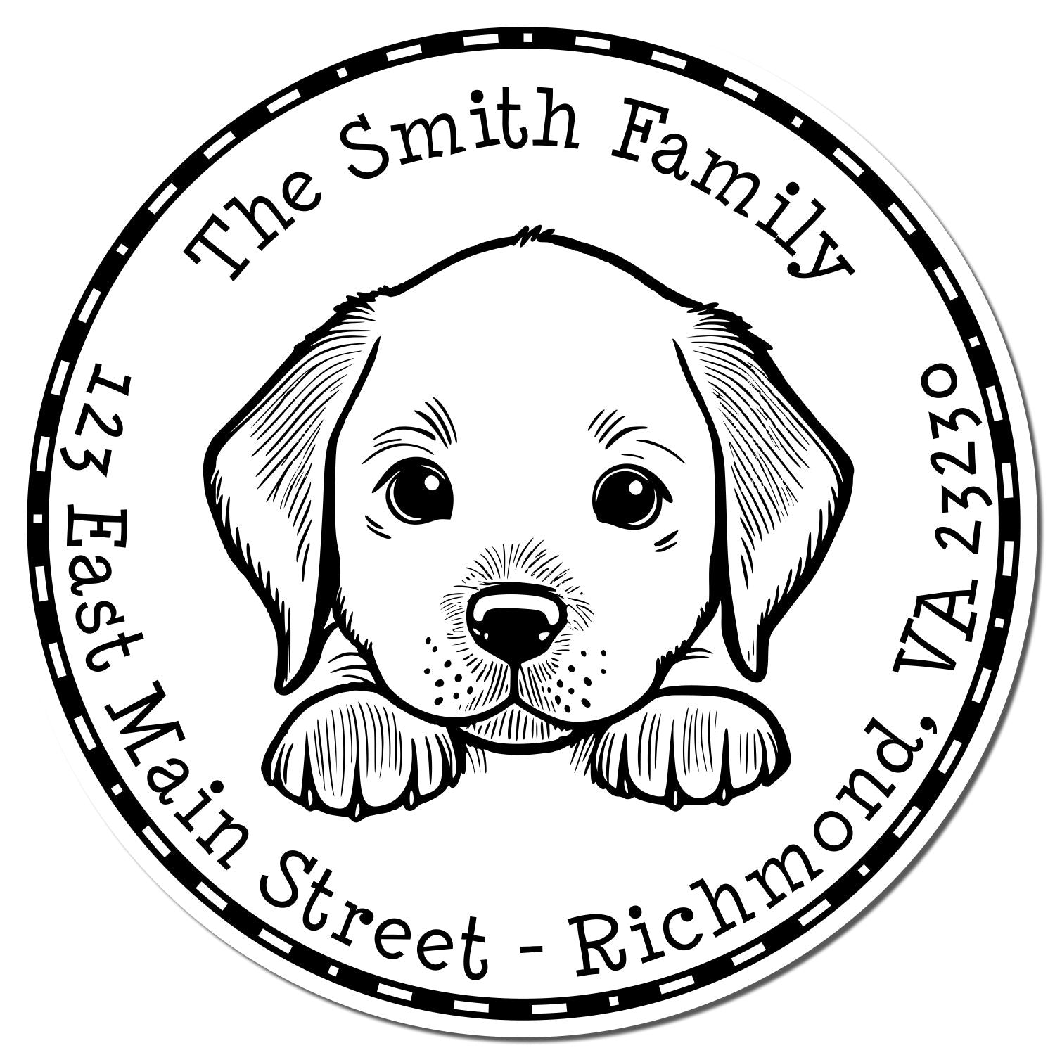 Round Pre-Inked Chesapeake Bay Retriever Custom House Address Stamp - Engineer Seal Stamps