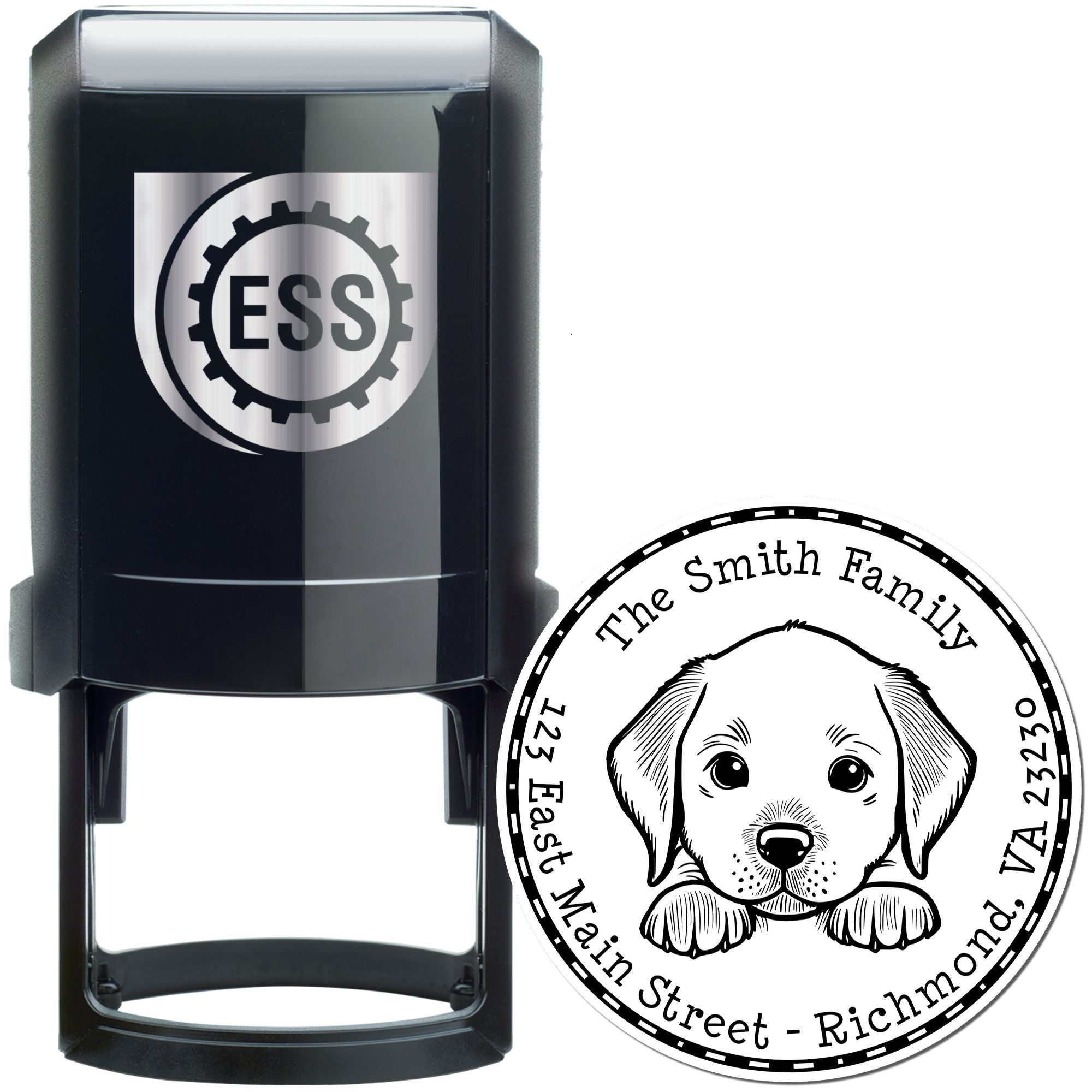 Round Self-Inking Chesapeake Bay Retriever Home Address Stamp - Engineer Seal Stamps