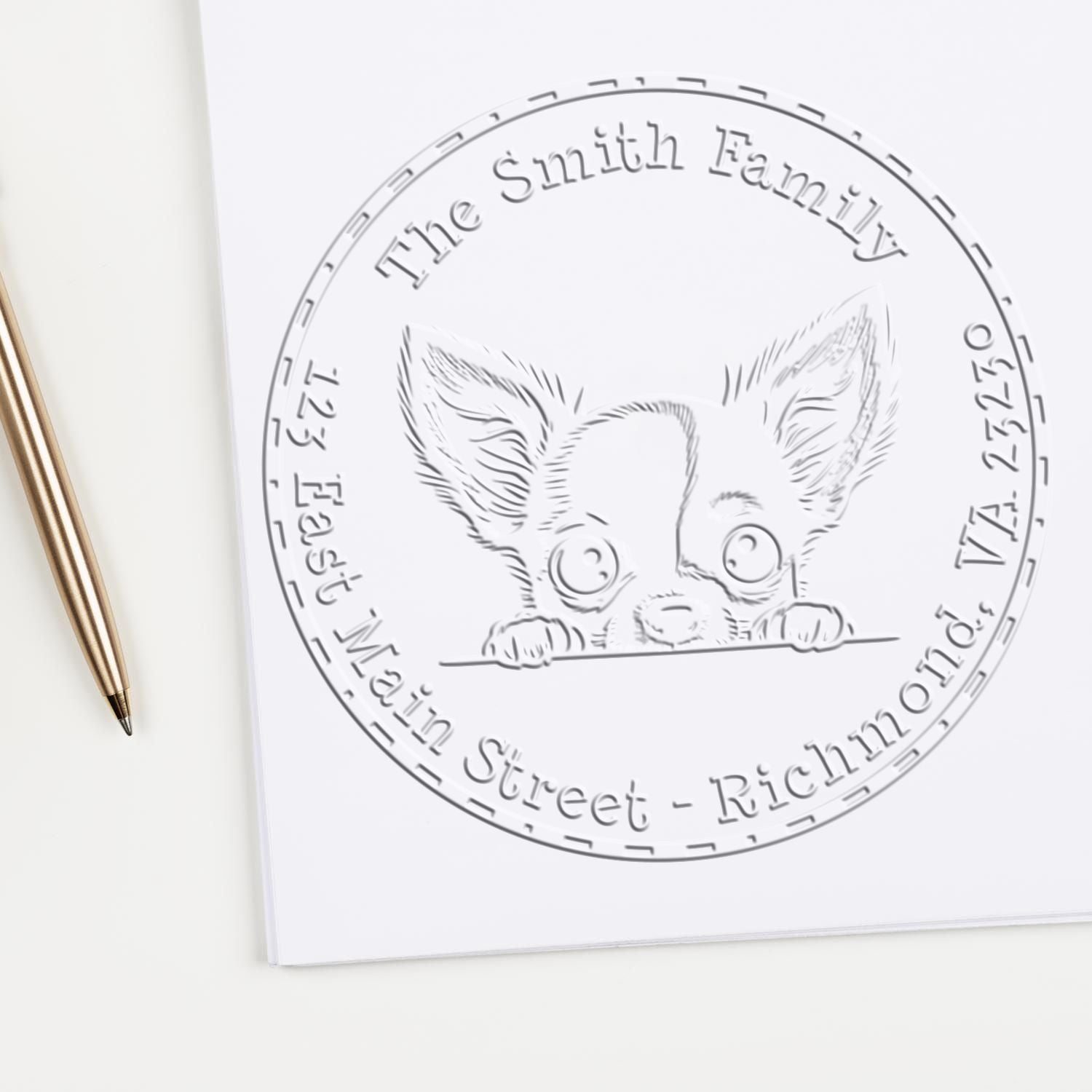 Chihuahua Custom Mail Address Desk Embosser - Engineer Seal Stamps