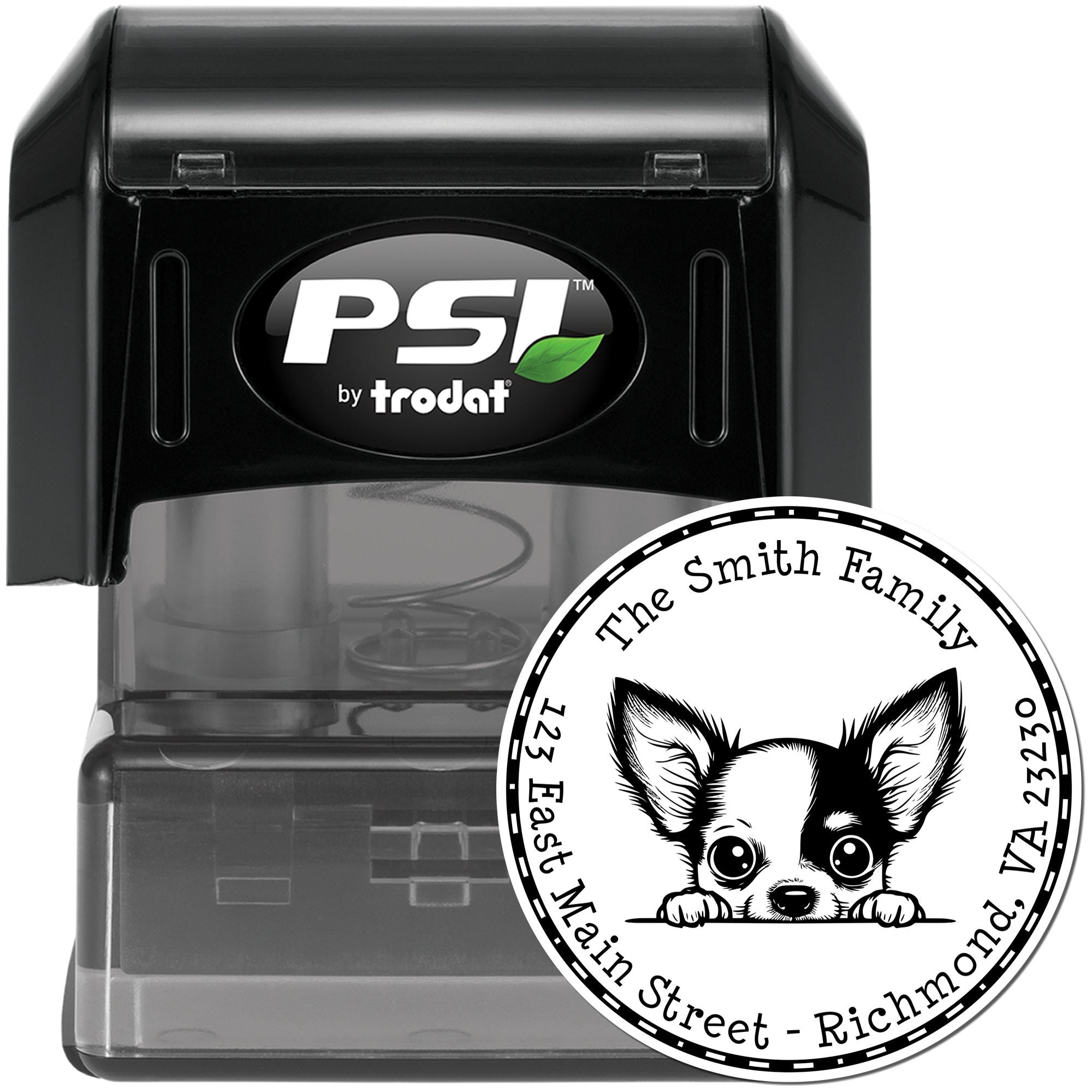 Round Pre-Inked Chihuahua Custom Home Address Stamp - Engineer Seal Stamps