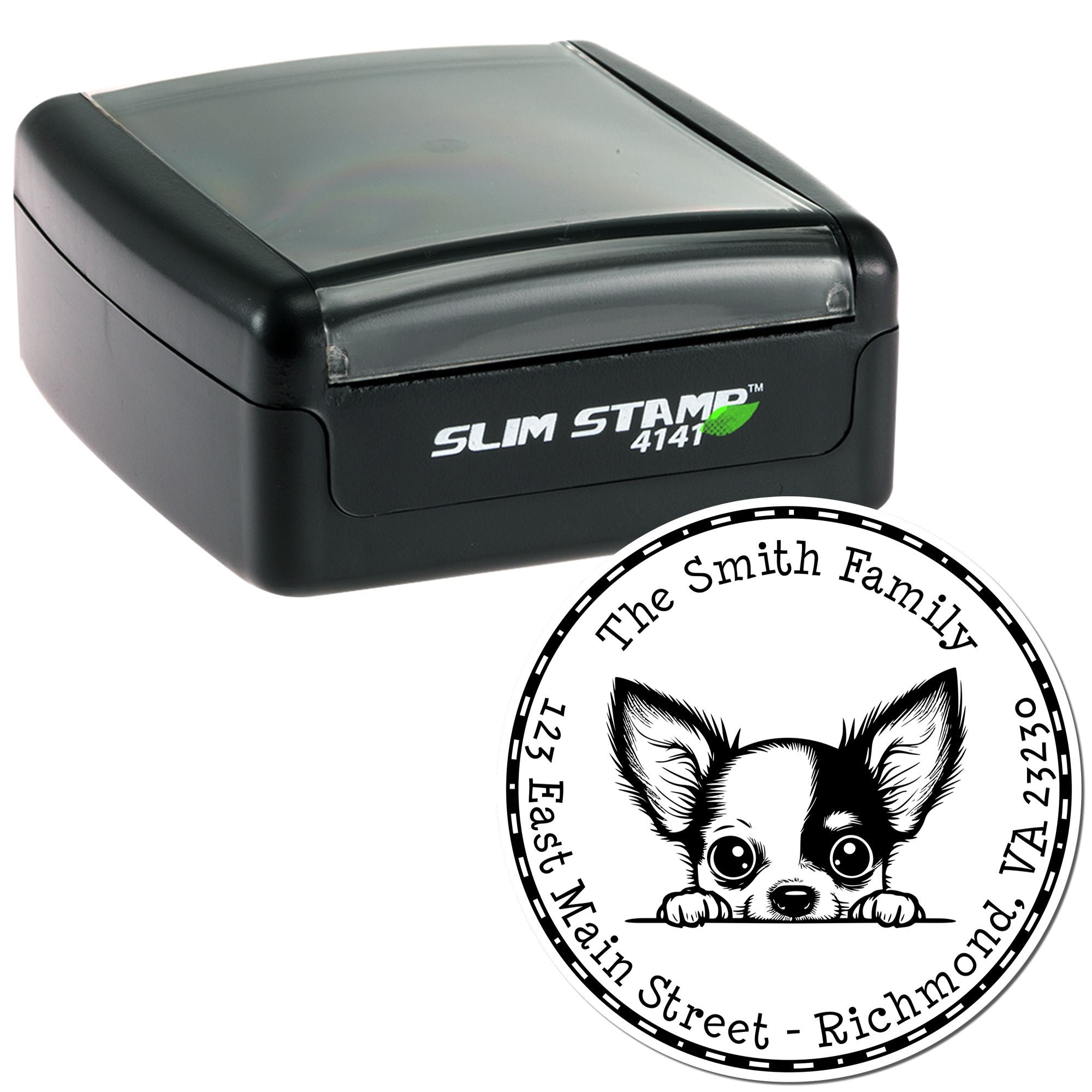 Slim Chihuahua Personalized House Address Stamp - Engineer Seal Stamps