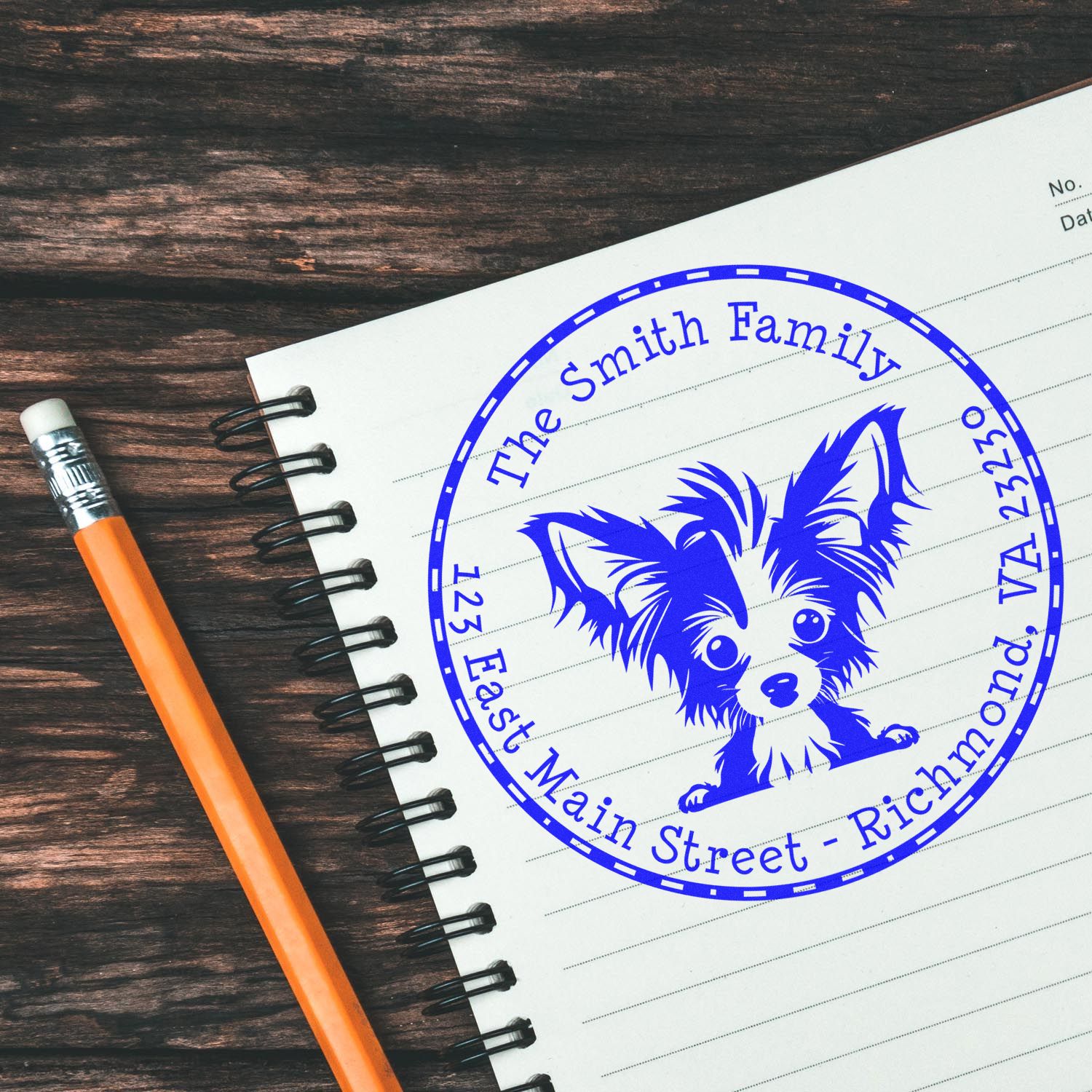 Round Pre-Inked Chinese Crested Custom Mailing Address Stamp - Engineer Seal Stamps