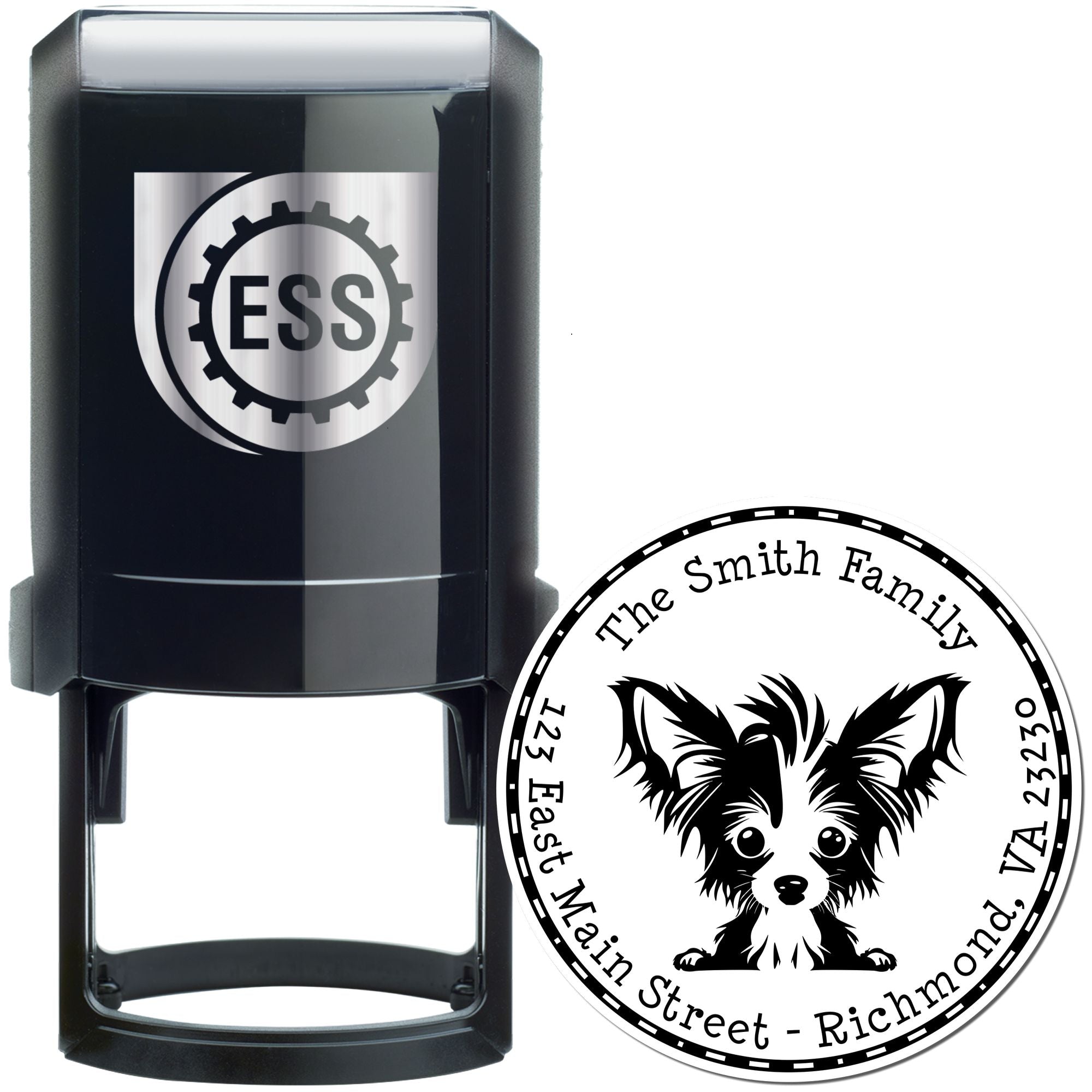 Round Self-Inking Chinese Crested New Address Stamp - Engineer Seal Stamps