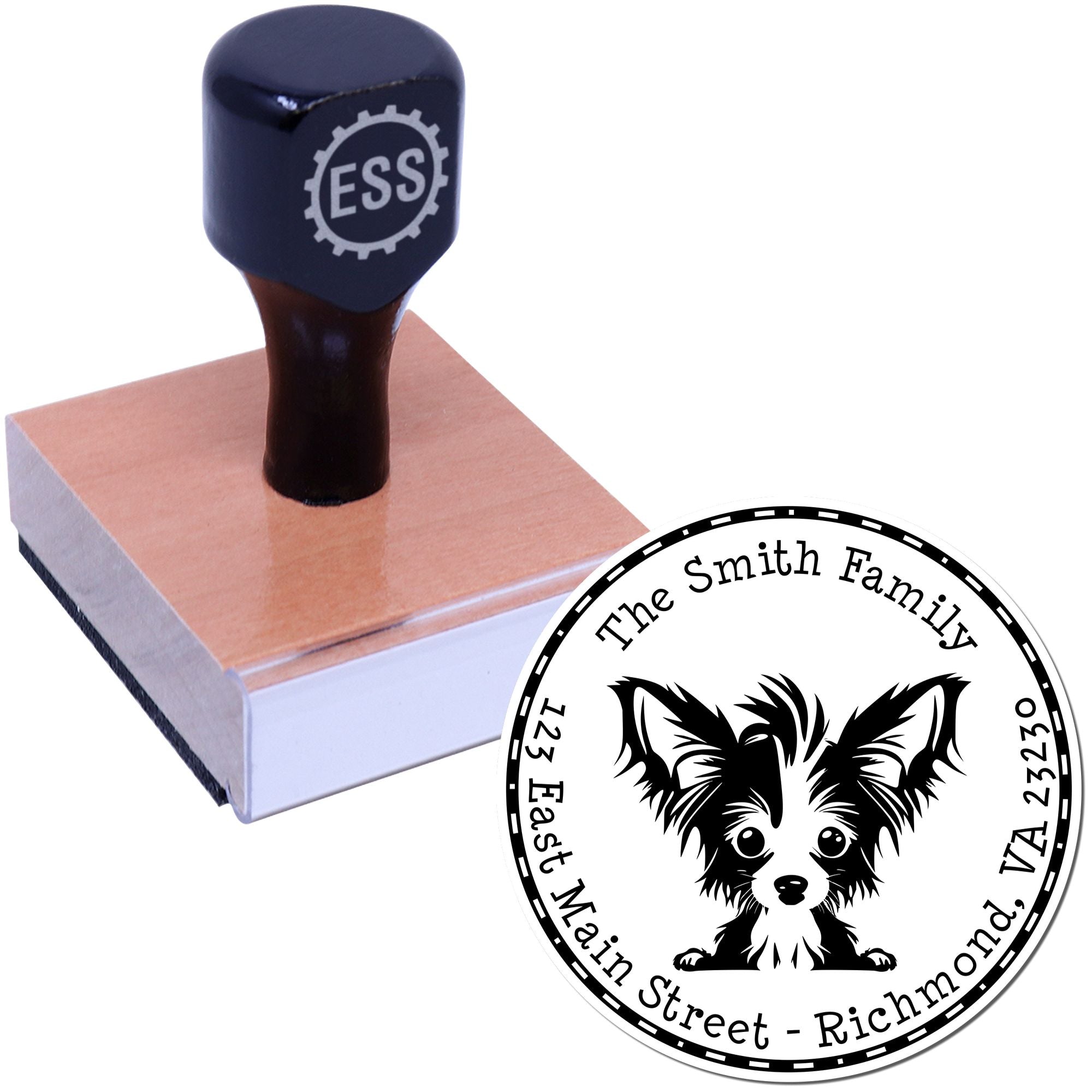 Round Chinese Crested Customized Mailing Label Rubber Stamp