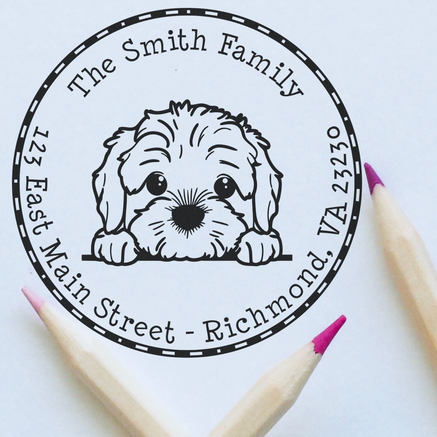 Round Cockapoo Customized Rubber Stamp - Engineer Seal Stamps