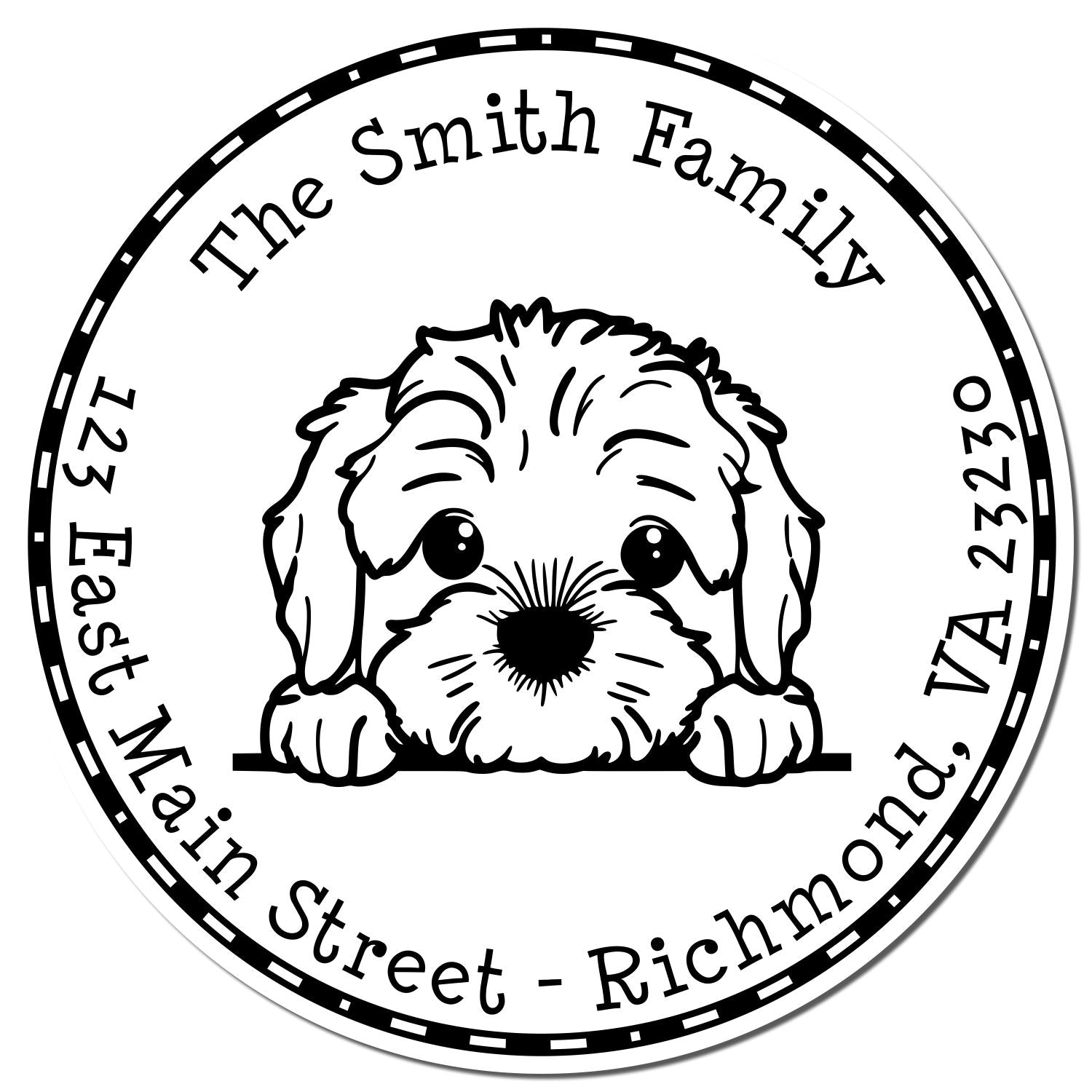 Slim Cockapoo Personalized Mailing Label Stamp - Engineer Seal Stamps