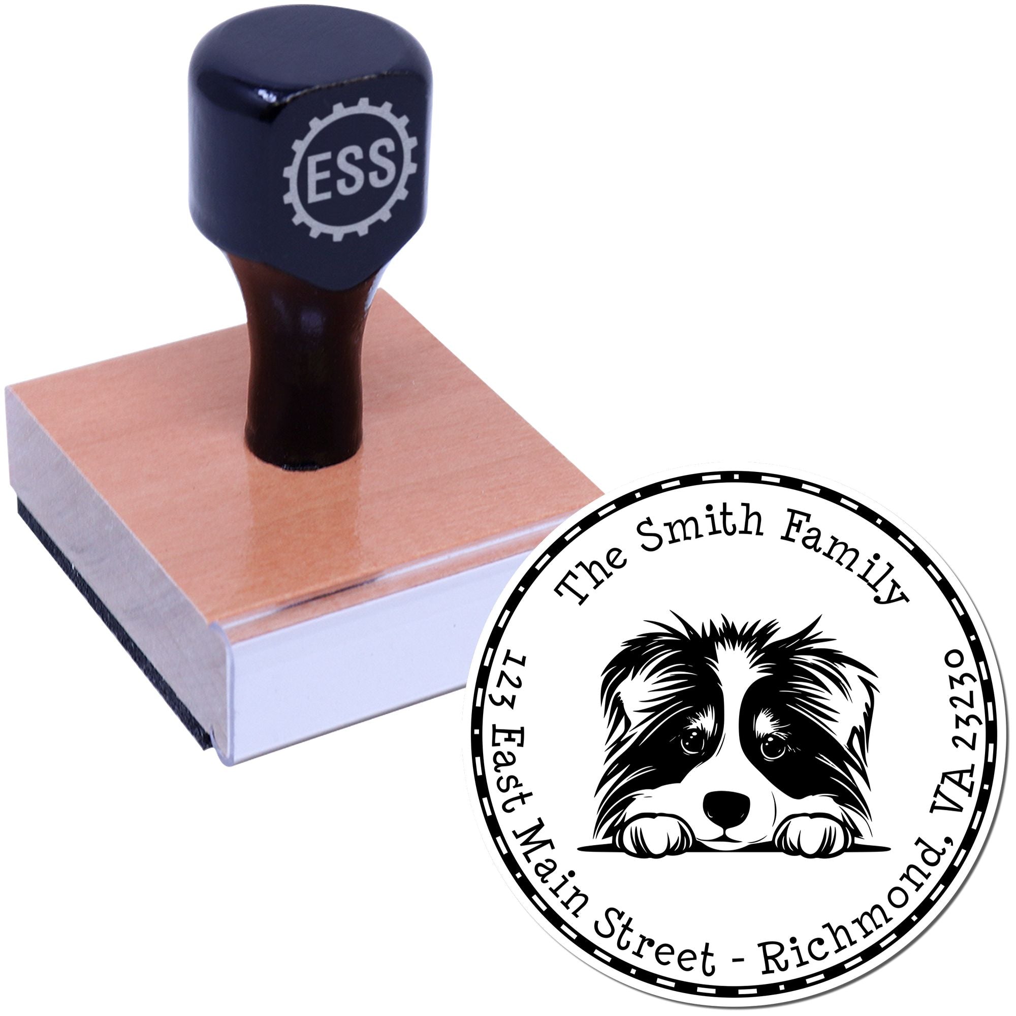 Round Collie Personalized Return Address Rubber Stamp