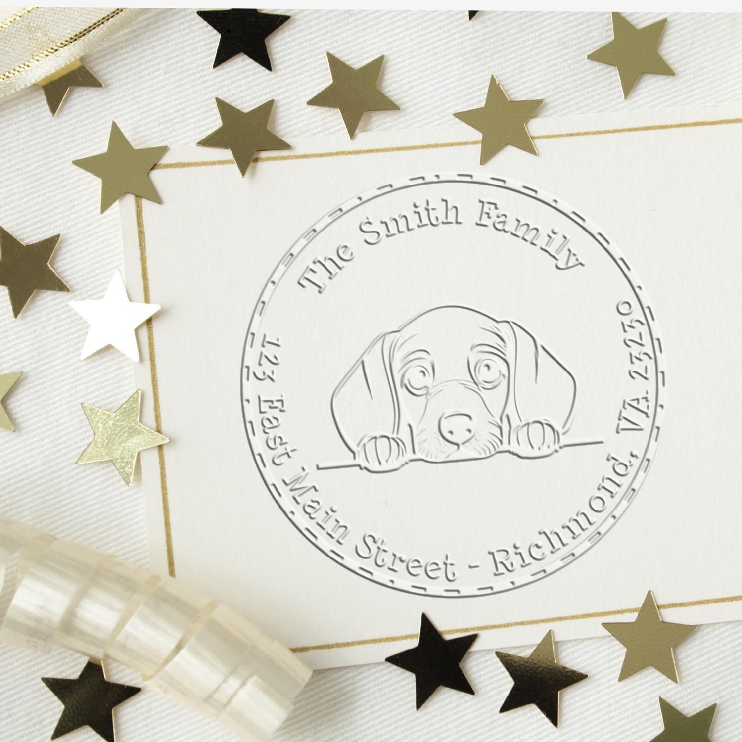 Dachshund Custom Address Return Seal Desk Embosser - Engineer Seal Stamps