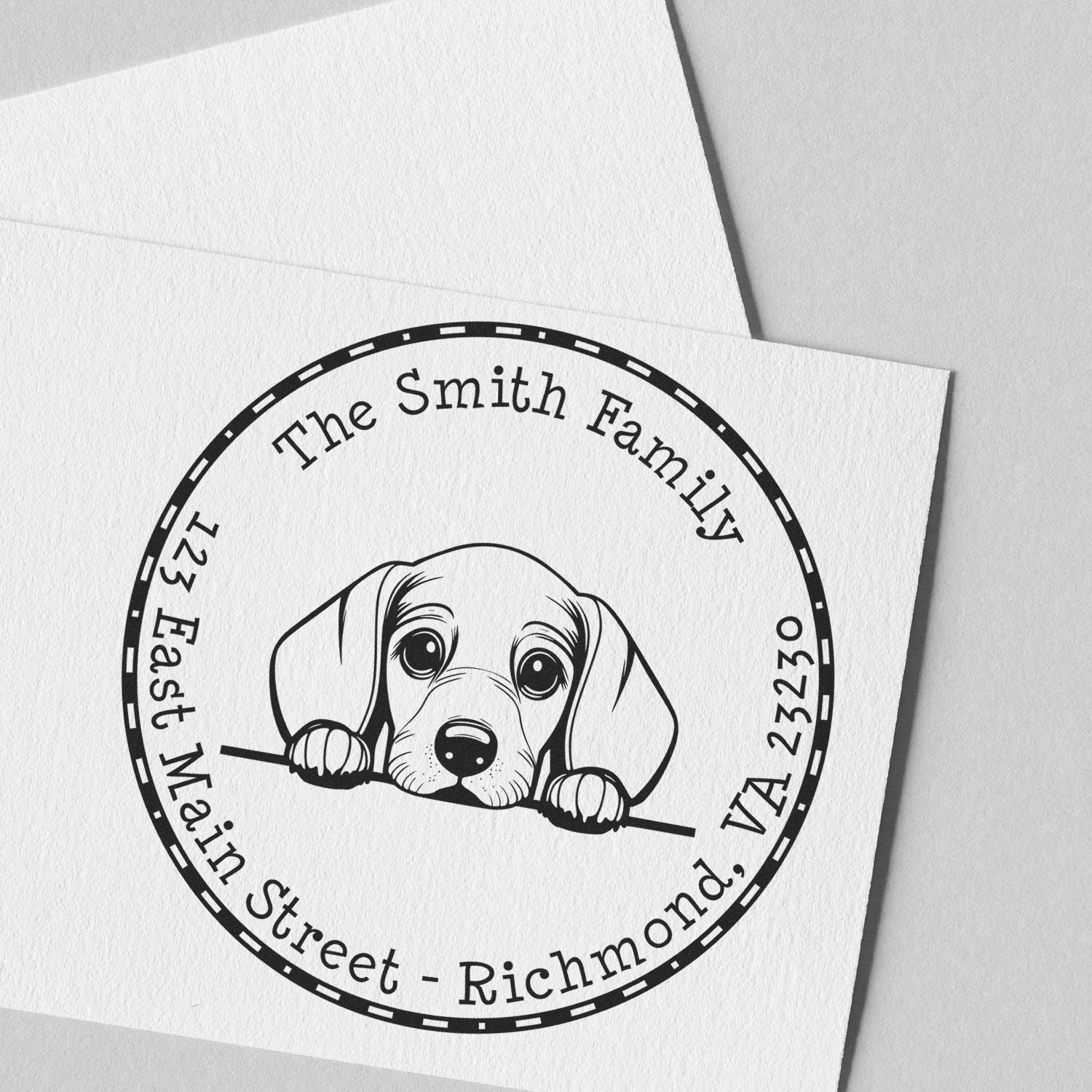 Round Dachshund Personalized Mail Rubber Stamp - Engineer Seal Stamps