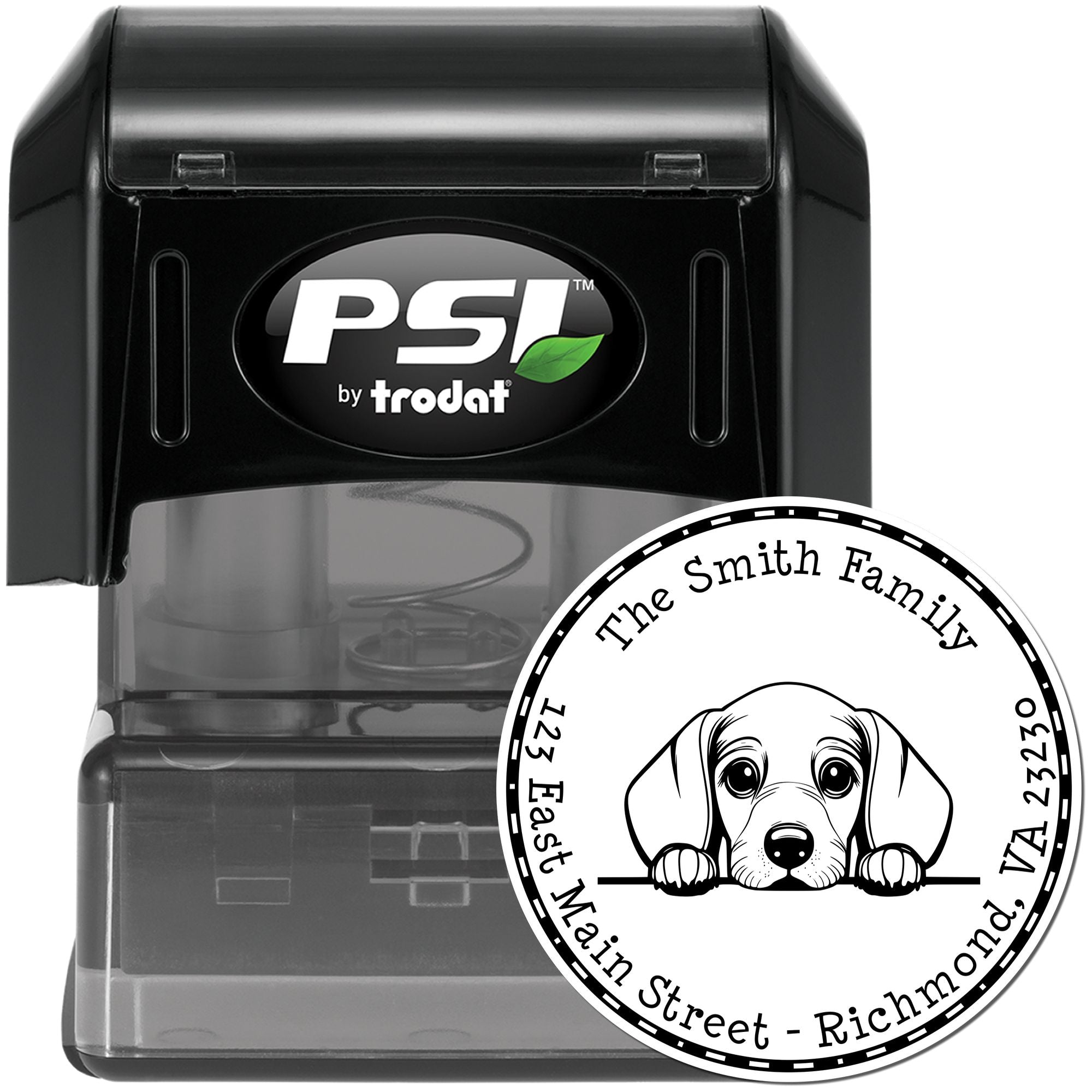 Round Pre-Inked Dachshund Name and Address Stamp - Engineer Seal Stamps