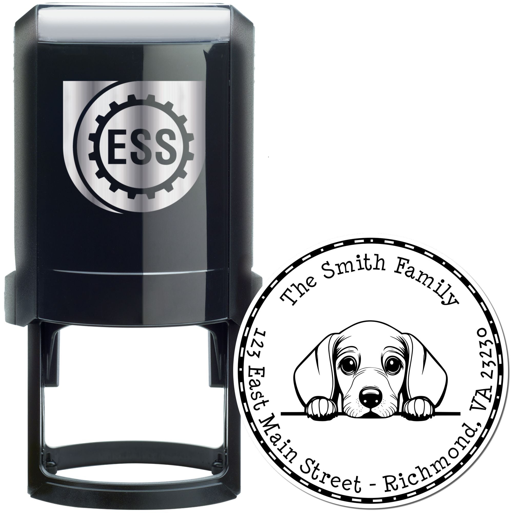 Round Self-Inking Dachshund Customized Mailing Stamp - Engineer Seal Stamps