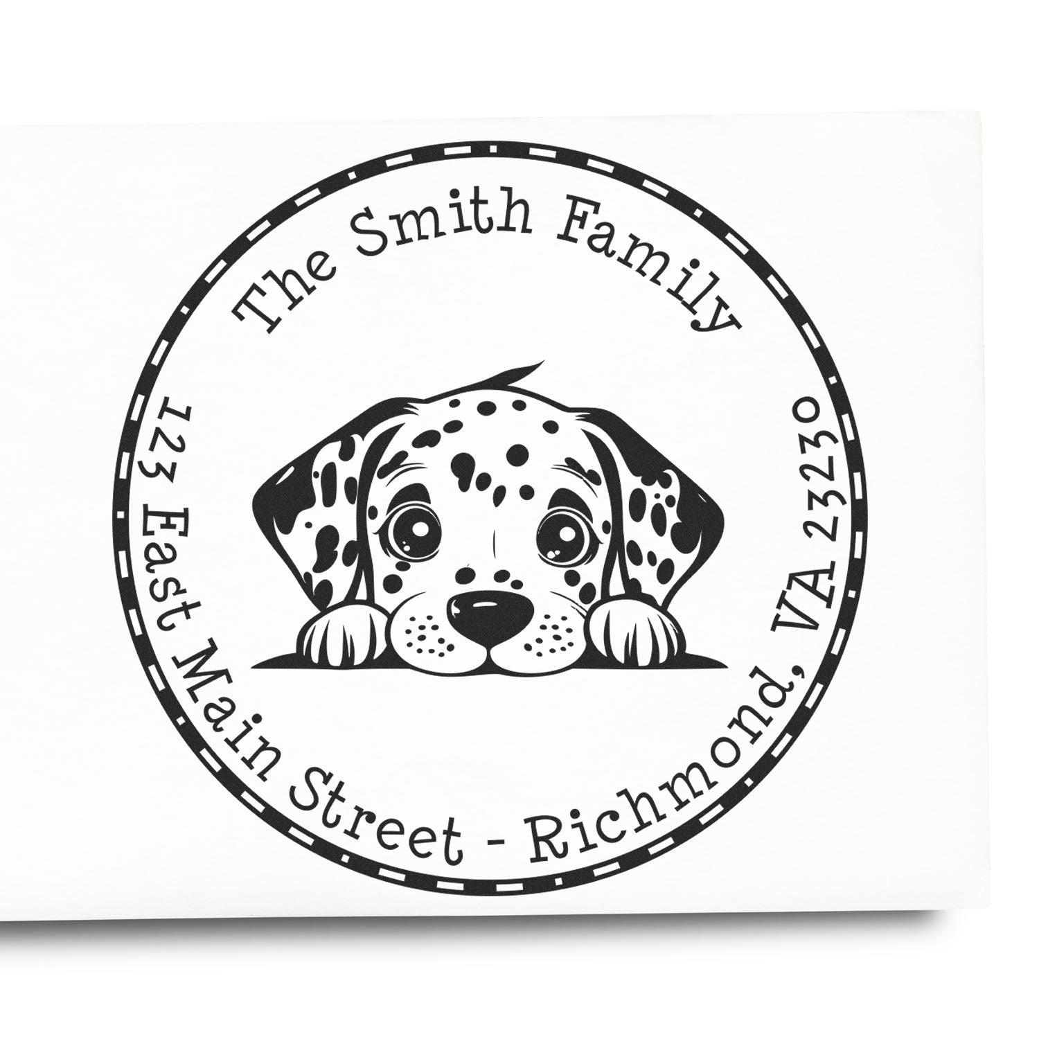 Round Dalmatian Personalized Home Address Rubber Stamp - Engineer Seal Stamps