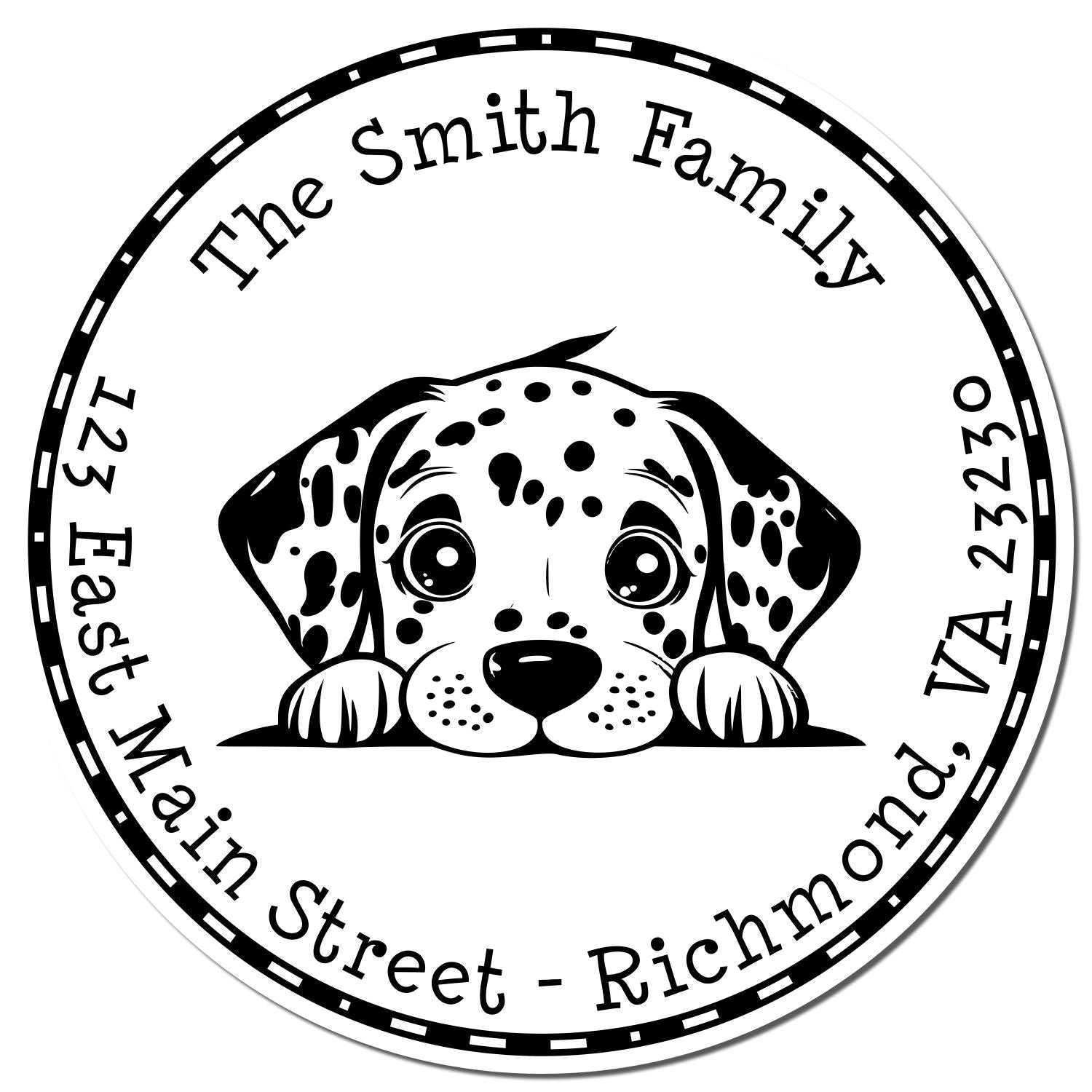 Round Pre-Inked Dalmatian Mailing Stamp - Engineer Seal Stamps