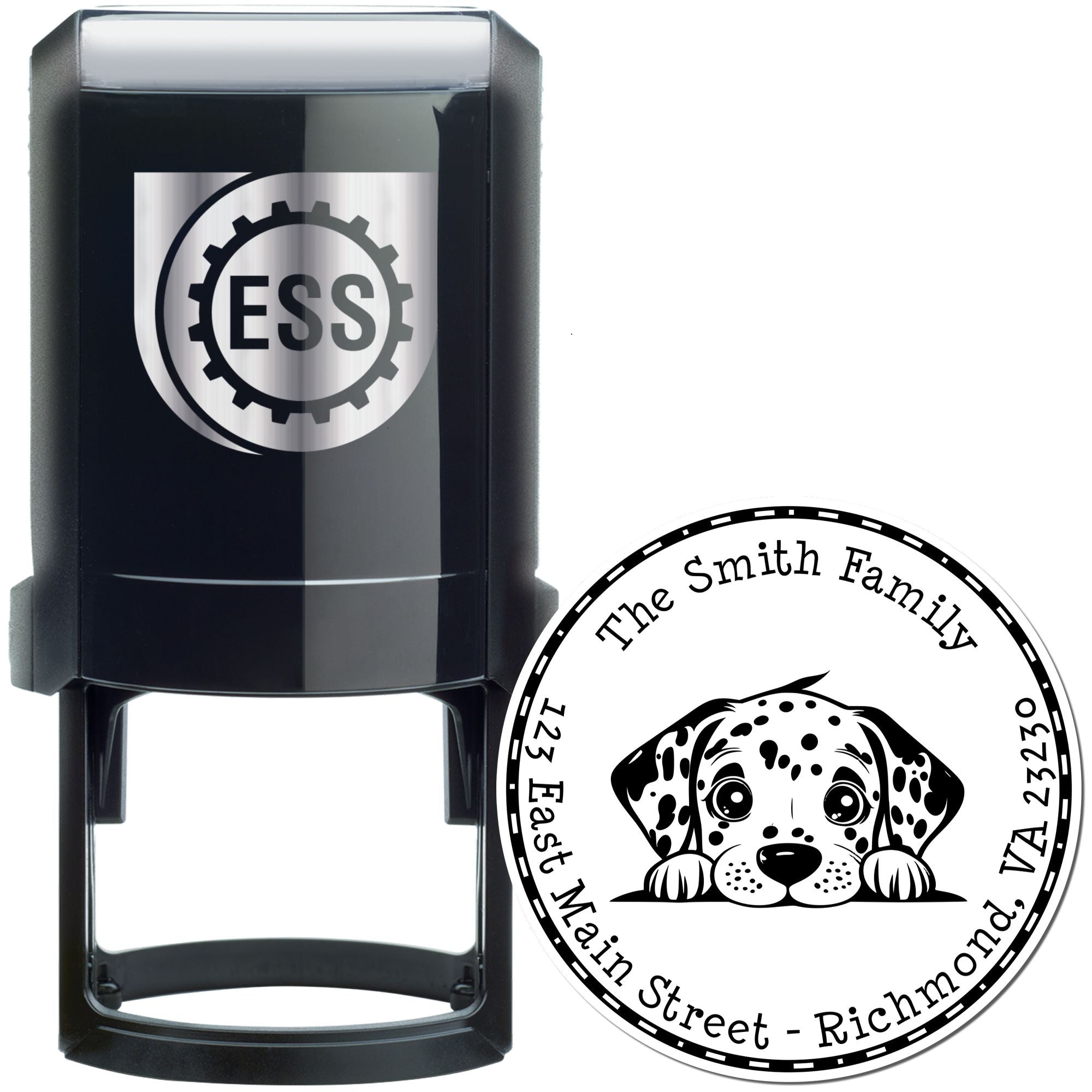 Round Self-Inking Dalmatian Customized Mail Stamp - Engineer Seal Stamps