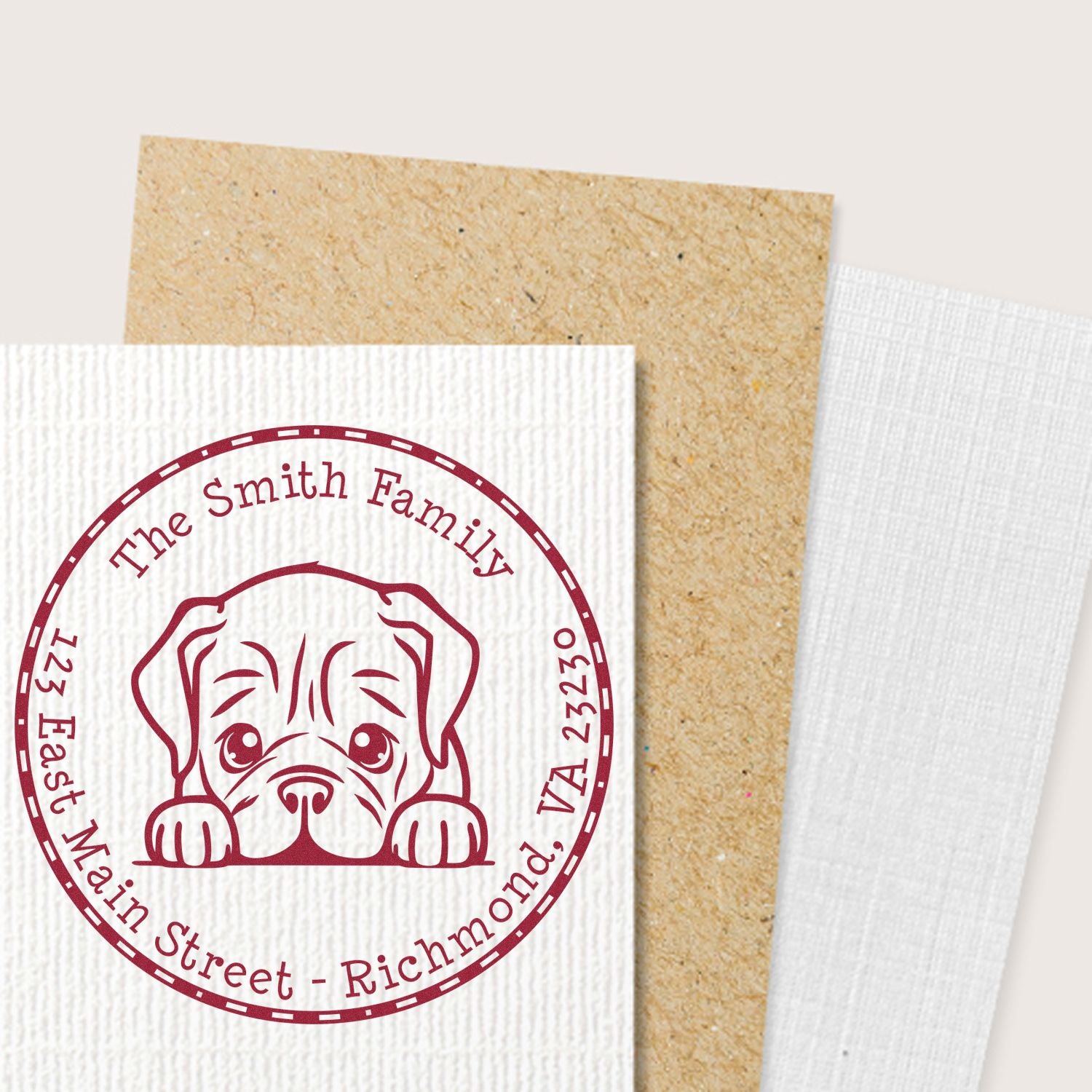 Round Self-Inking Dogue De Bordeaux Customized Address Return Stamp - Engineer Seal Stamps