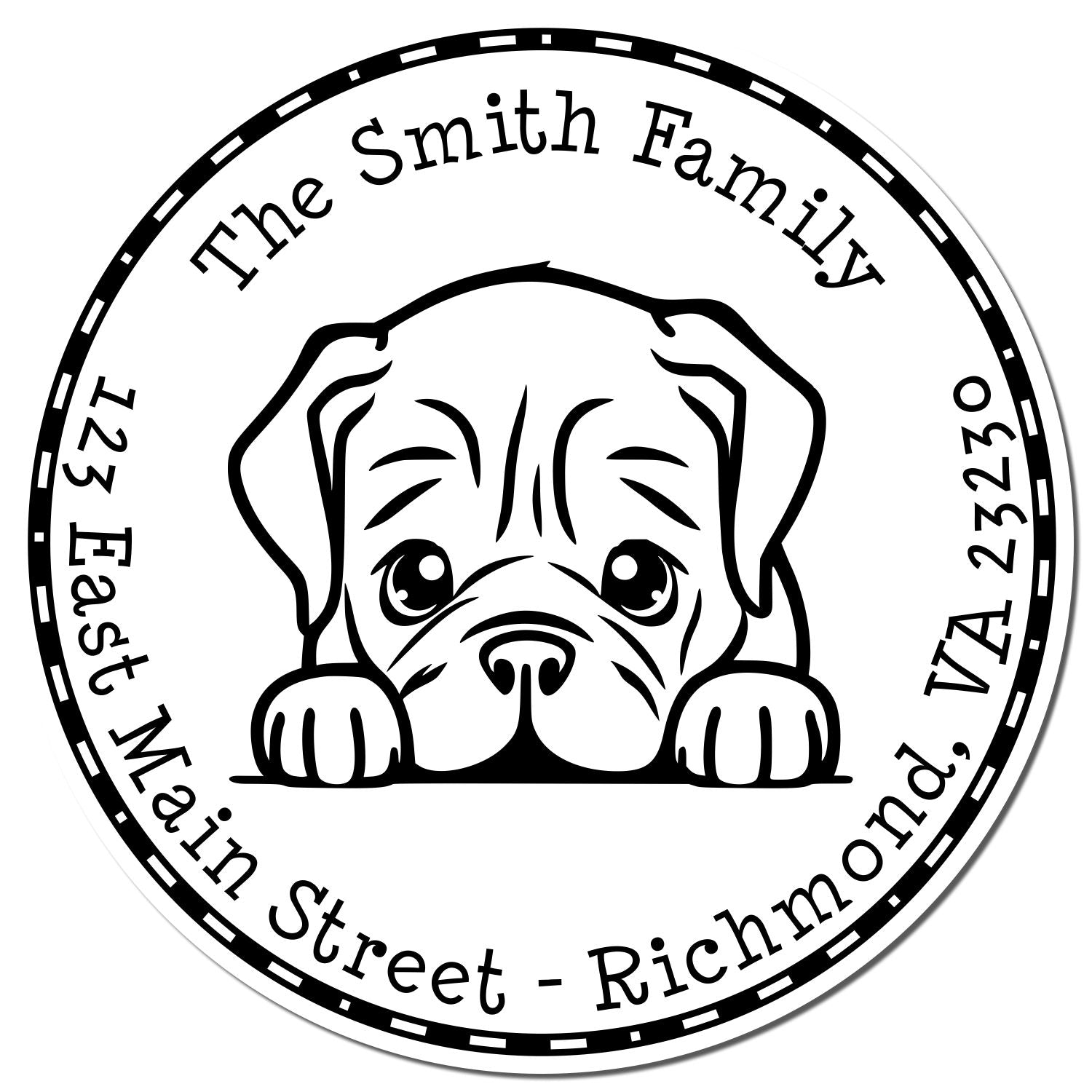 Round Pre-Inked Dogue De Bordeaux New Home Address Stamp - Engineer Seal Stamps