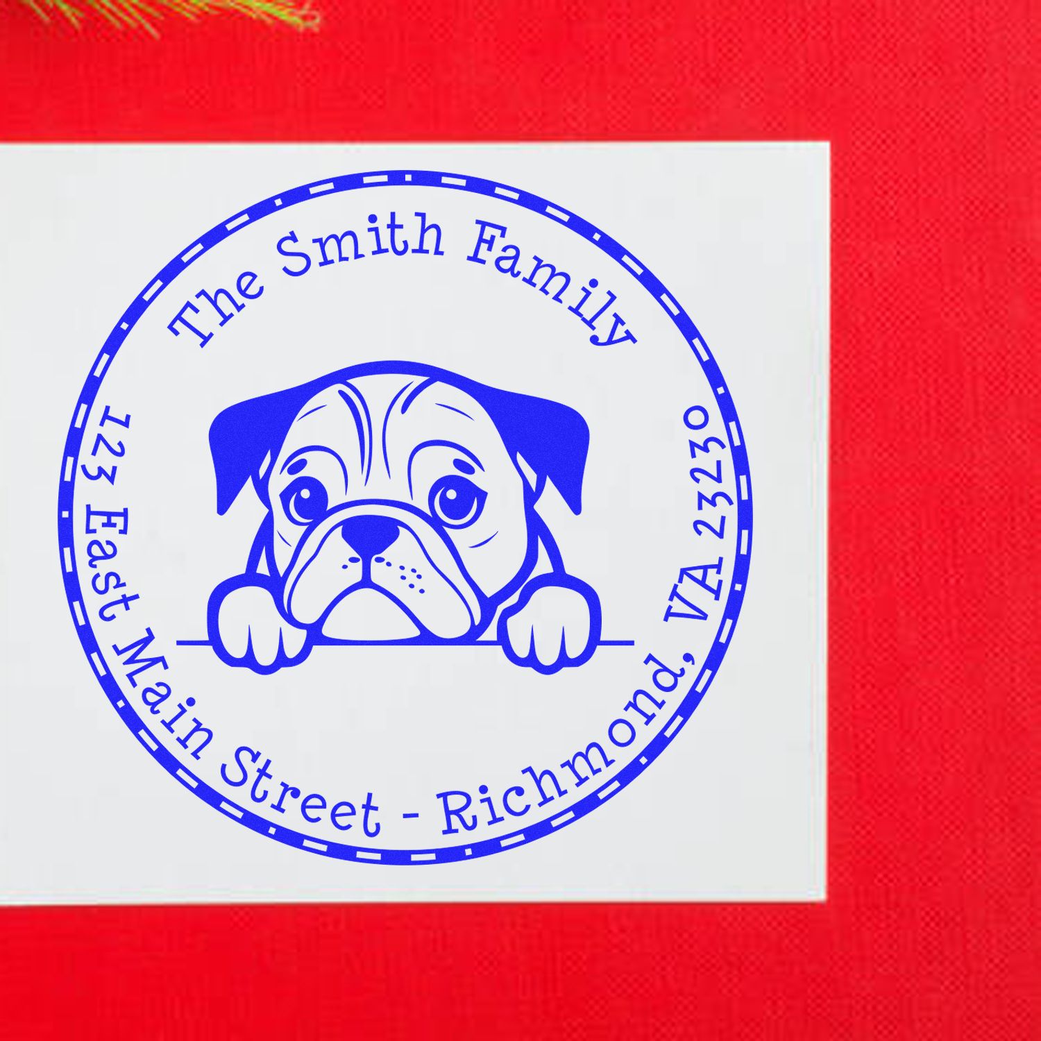 Round Pre-Inked English Bulldog Mailing Address Stamp - Engineer Seal Stamps