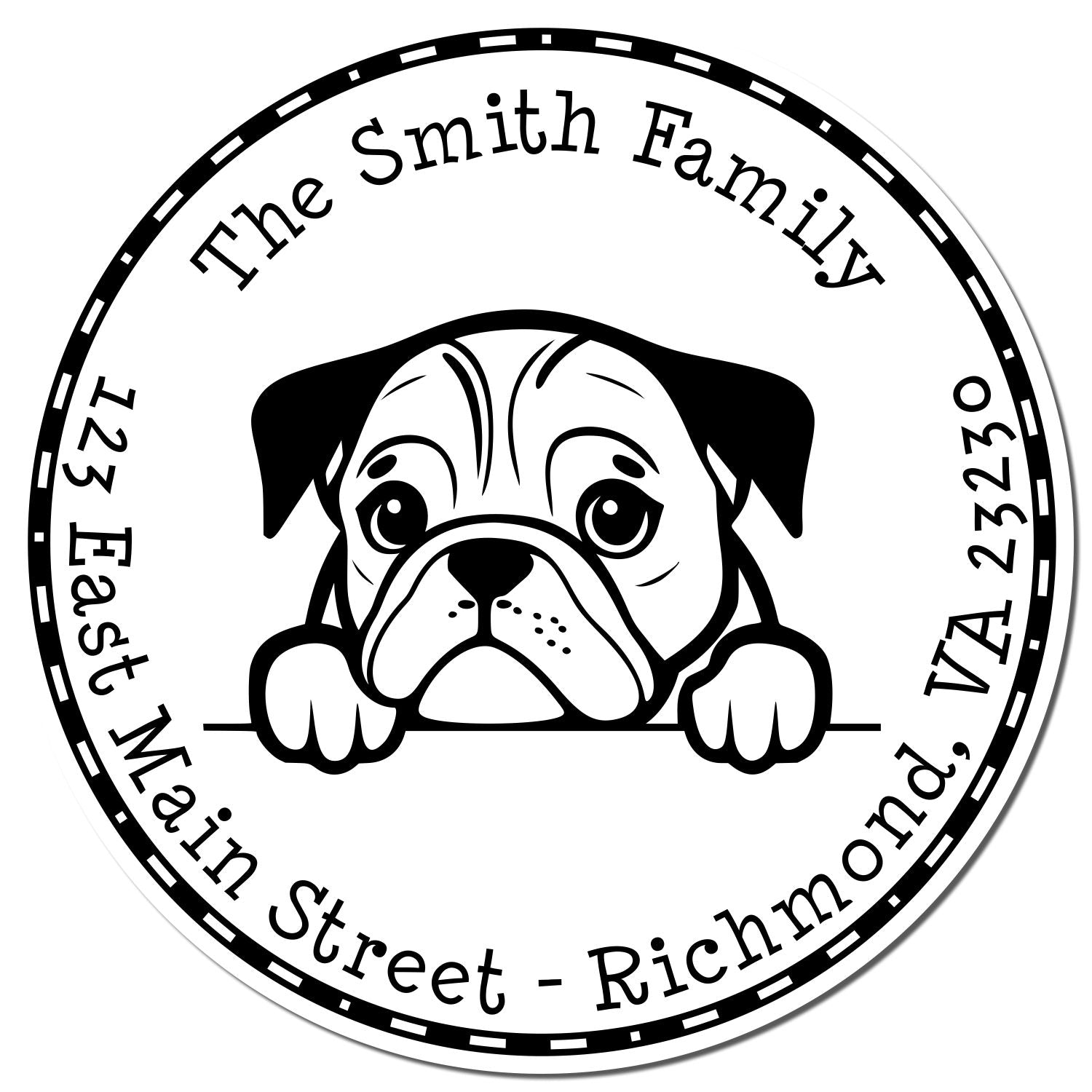 Round Self-Inking English Bulldog Customized Mail Address Stamp - Engineer Seal Stamps