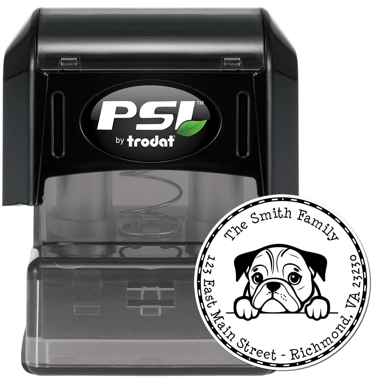 Round Pre-Inked English Bulldog Mailing Address Stamp - Engineer Seal Stamps