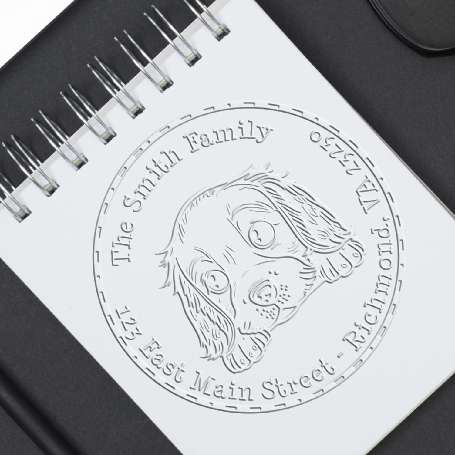 English Cocker Spaniel Custom Name and Address Desk Embosser - Engineer Seal Stamps