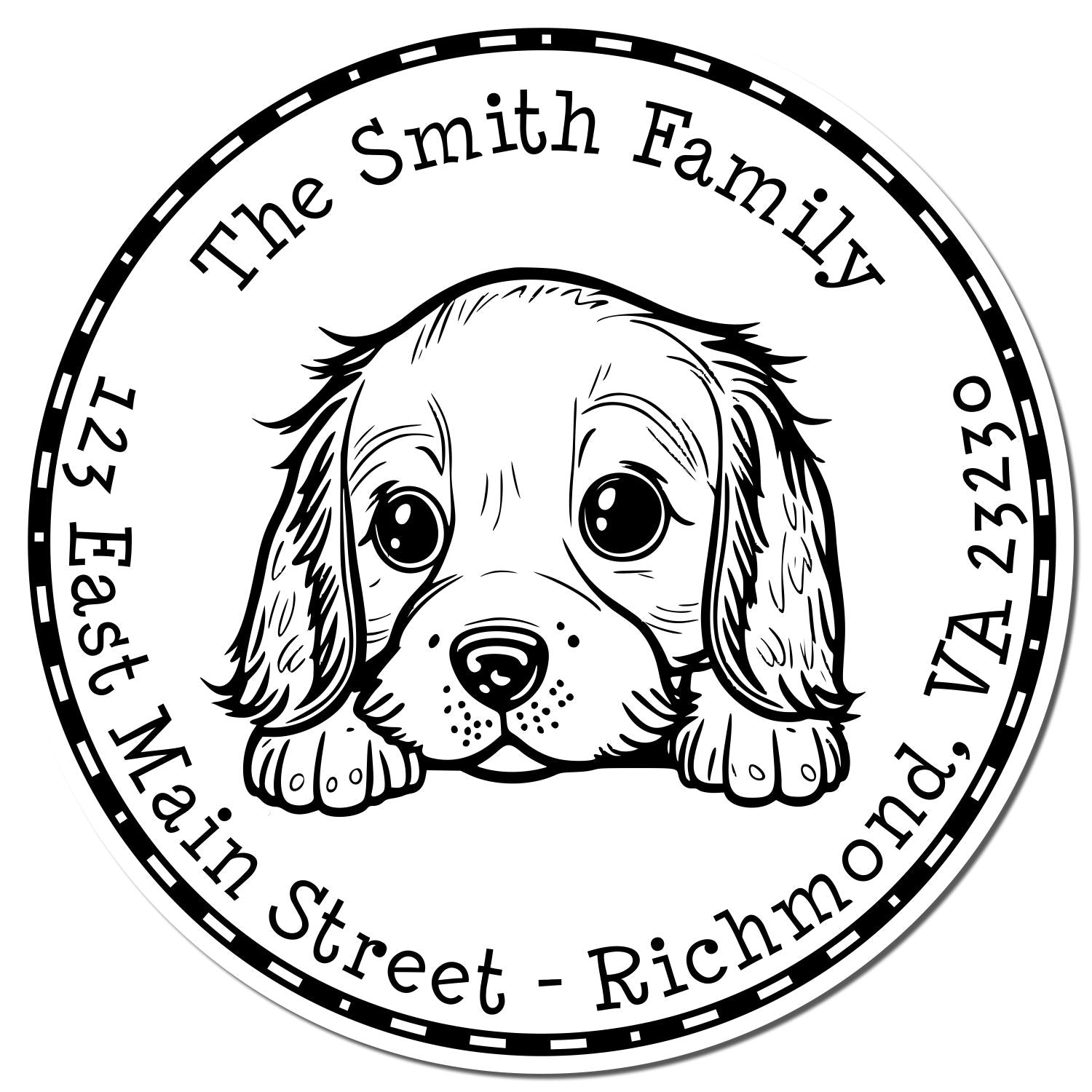Slim English Cocker Spaniel Custom Mailing Address Stamp - Engineer Seal Stamps