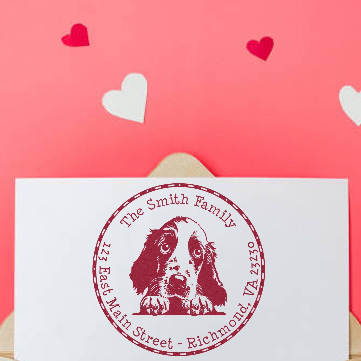 Round English Setter Personalized Mail Address Rubber Stamp - Engineer Seal Stamps