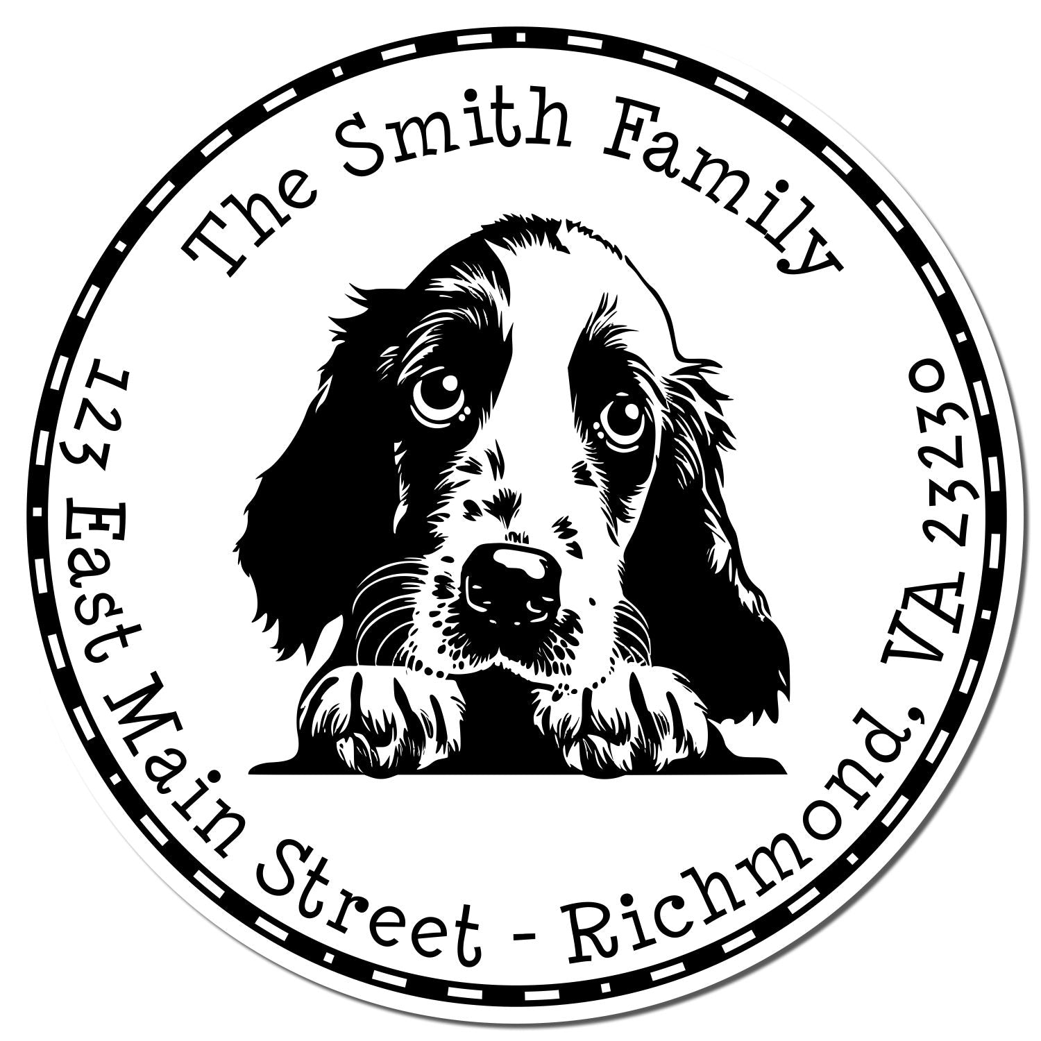 Round English Setter Personalized Mail Address Rubber Stamp - Engineer Seal Stamps