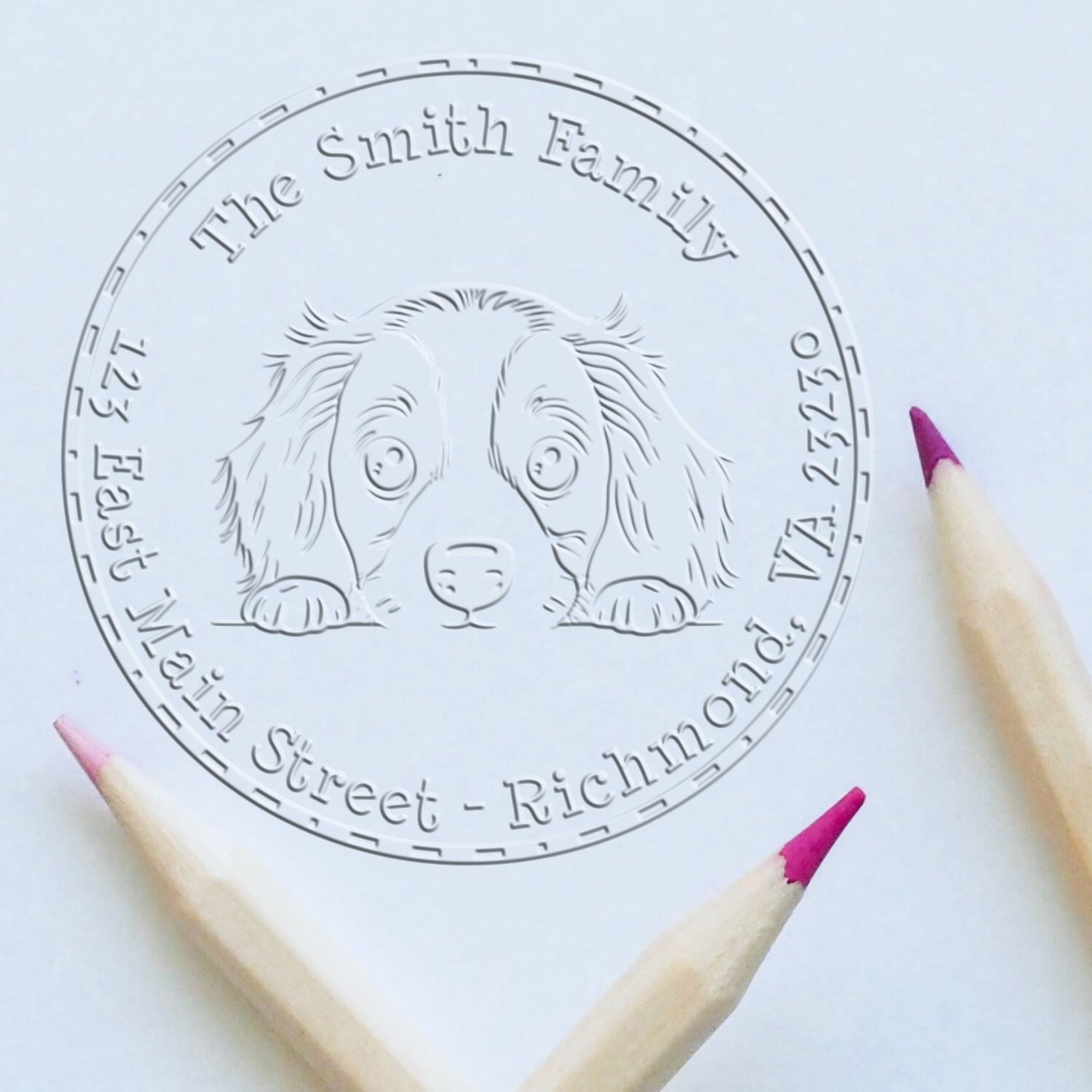 English Springer Spaniel Custom Name and Address Seal Desk Embosser - Engineer Seal Stamps