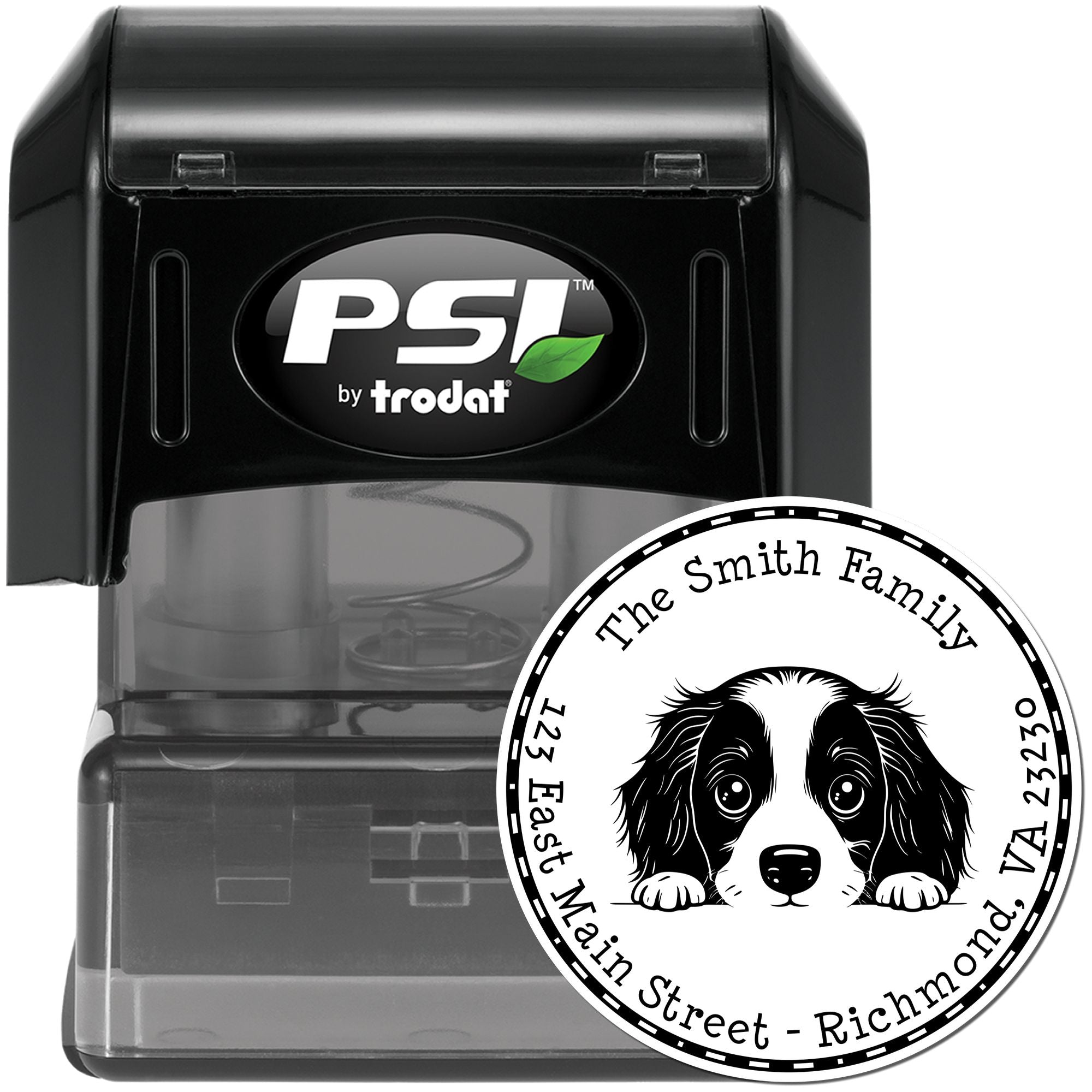 Round Pre-Inked English Springer Spaniel New Address Stamp - Engineer Seal Stamps