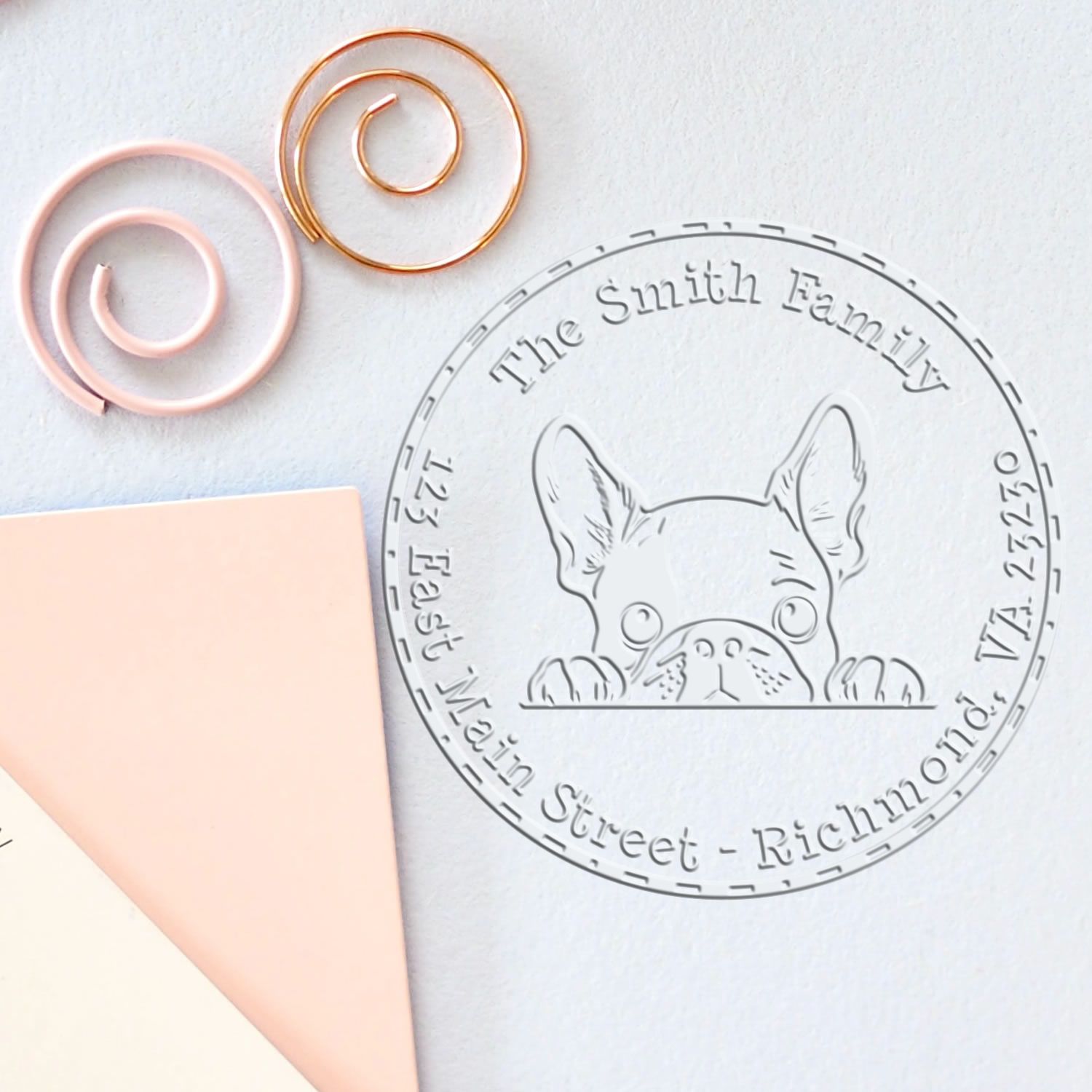 Soft French Bulldog Customized Home Address Seal Embosser - Engineer Seal Stamps