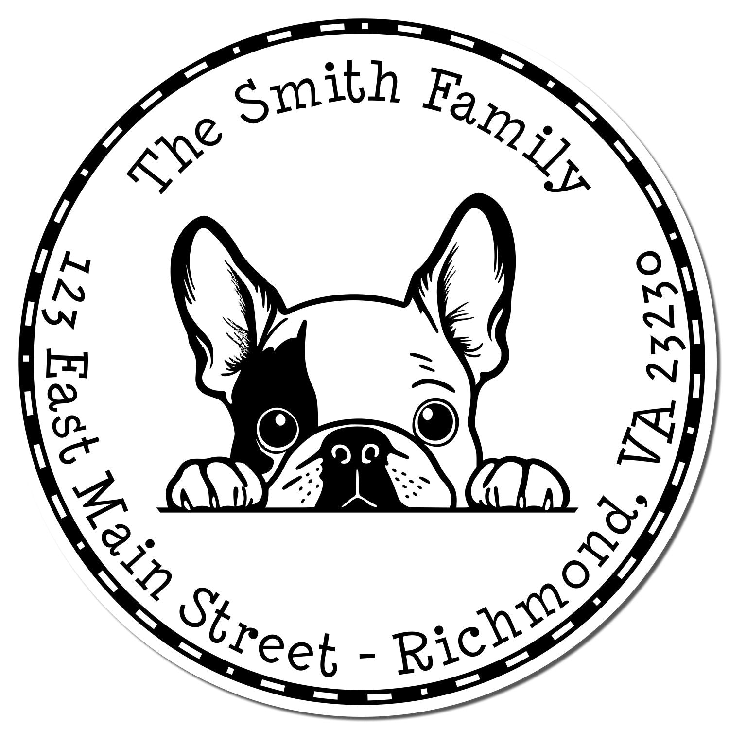 Slim French Bulldog Custom New Address Stamp - Engineer Seal Stamps