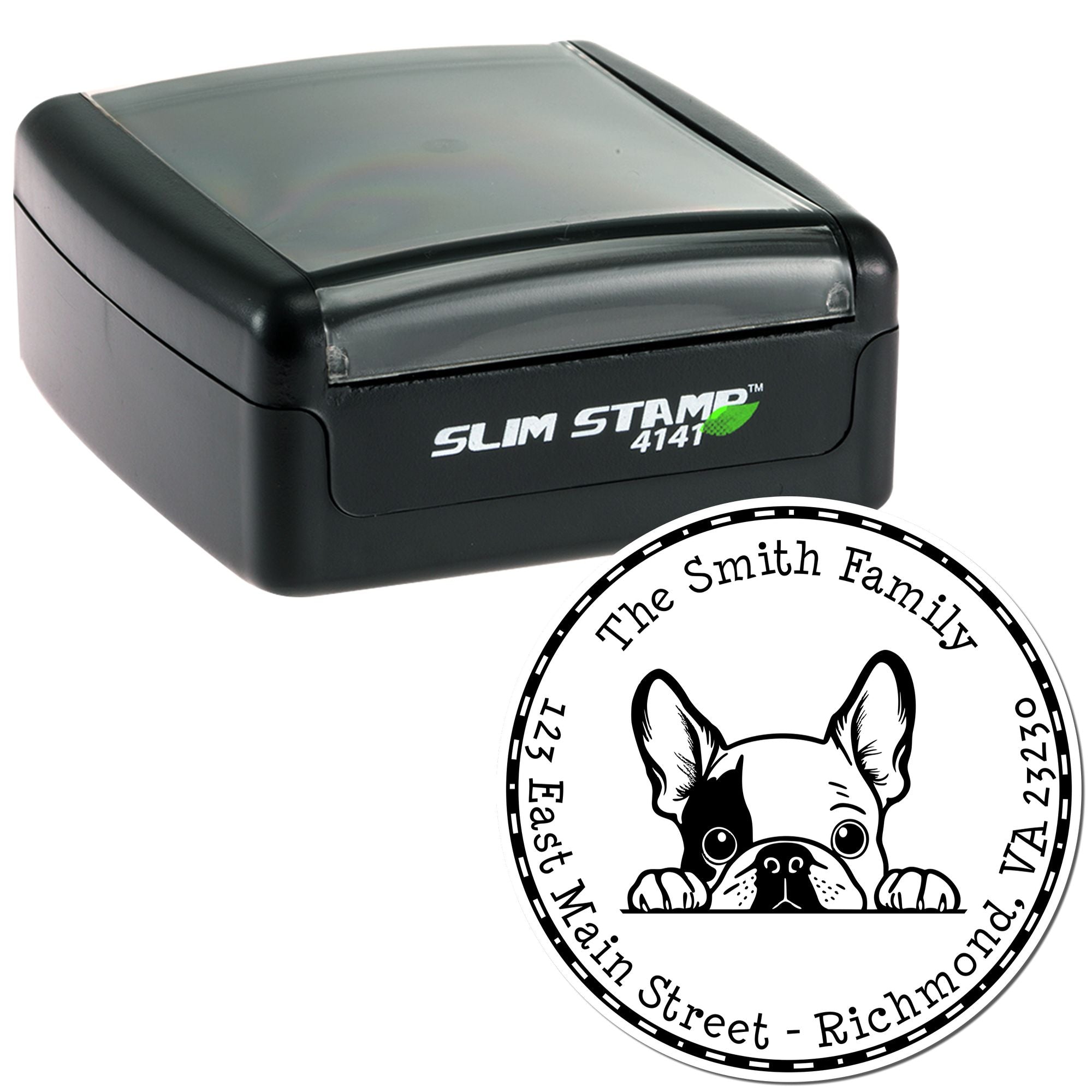 Slim French Bulldog Custom New Address Stamp - Engineer Seal Stamps