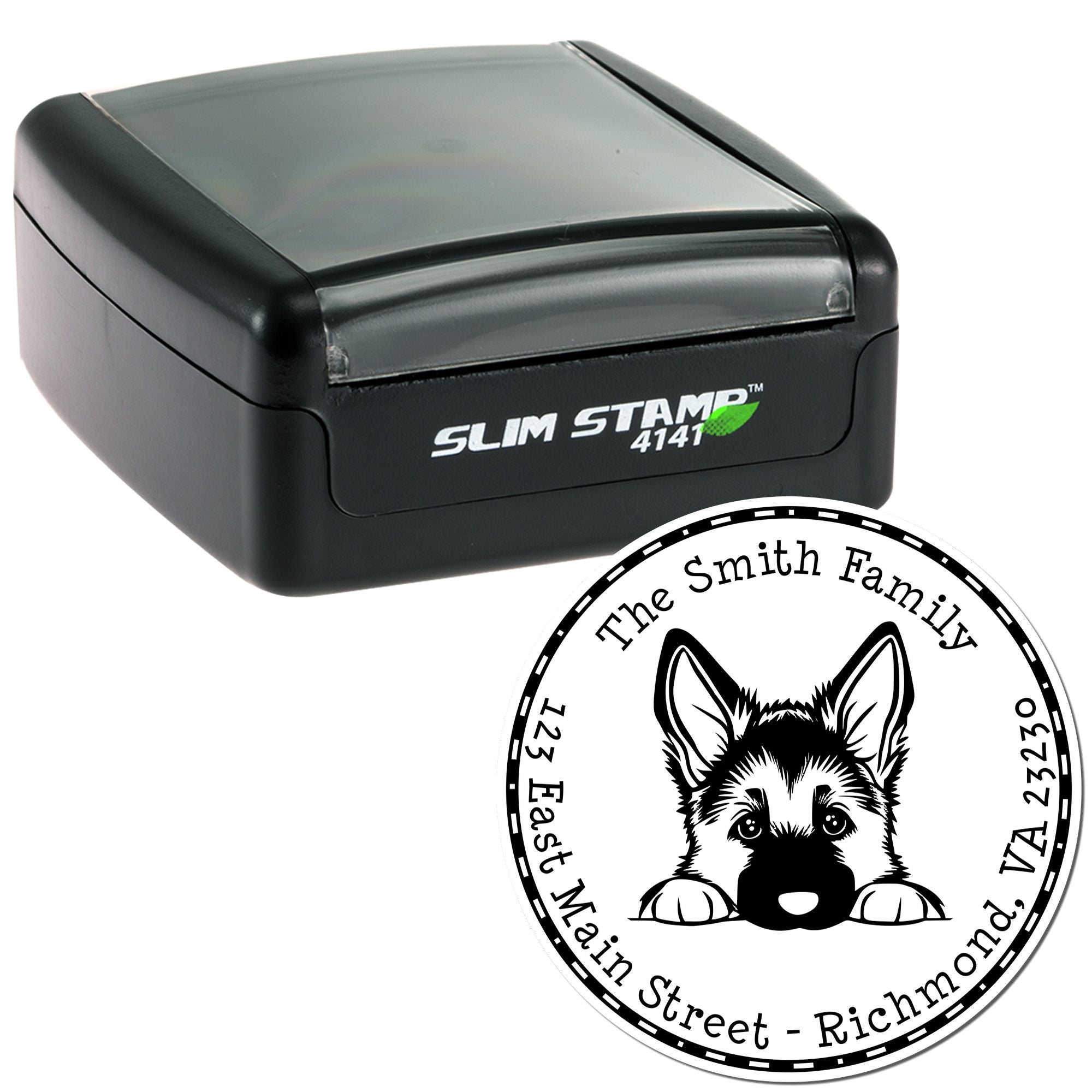Slim German Shepherd Custom Home Address Stamp - Engineer Seal Stamps