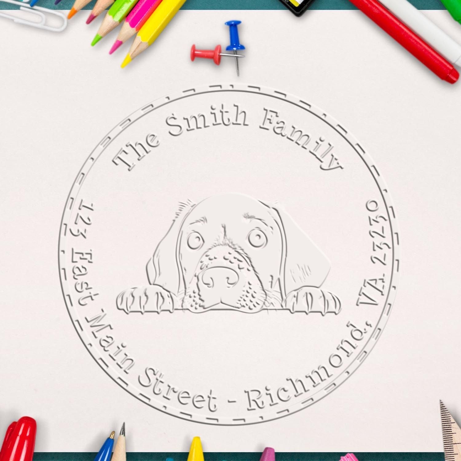 Soft German Shorthaired Pointer Customized Mailing Address Seal Embosser - Engineer Seal Stamps