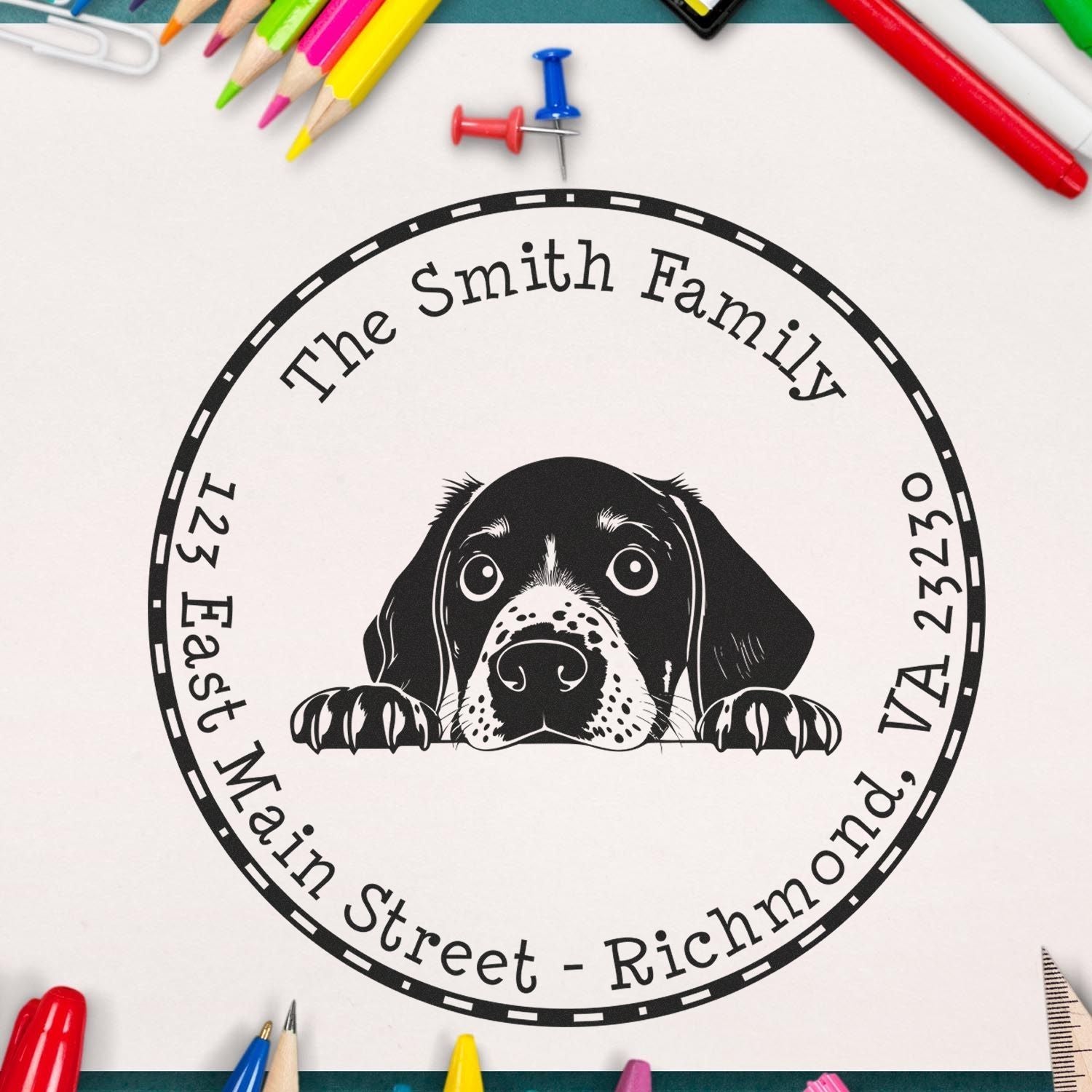 Round German Shorthaired Pointer Personalized Address Return Rubber Stamp