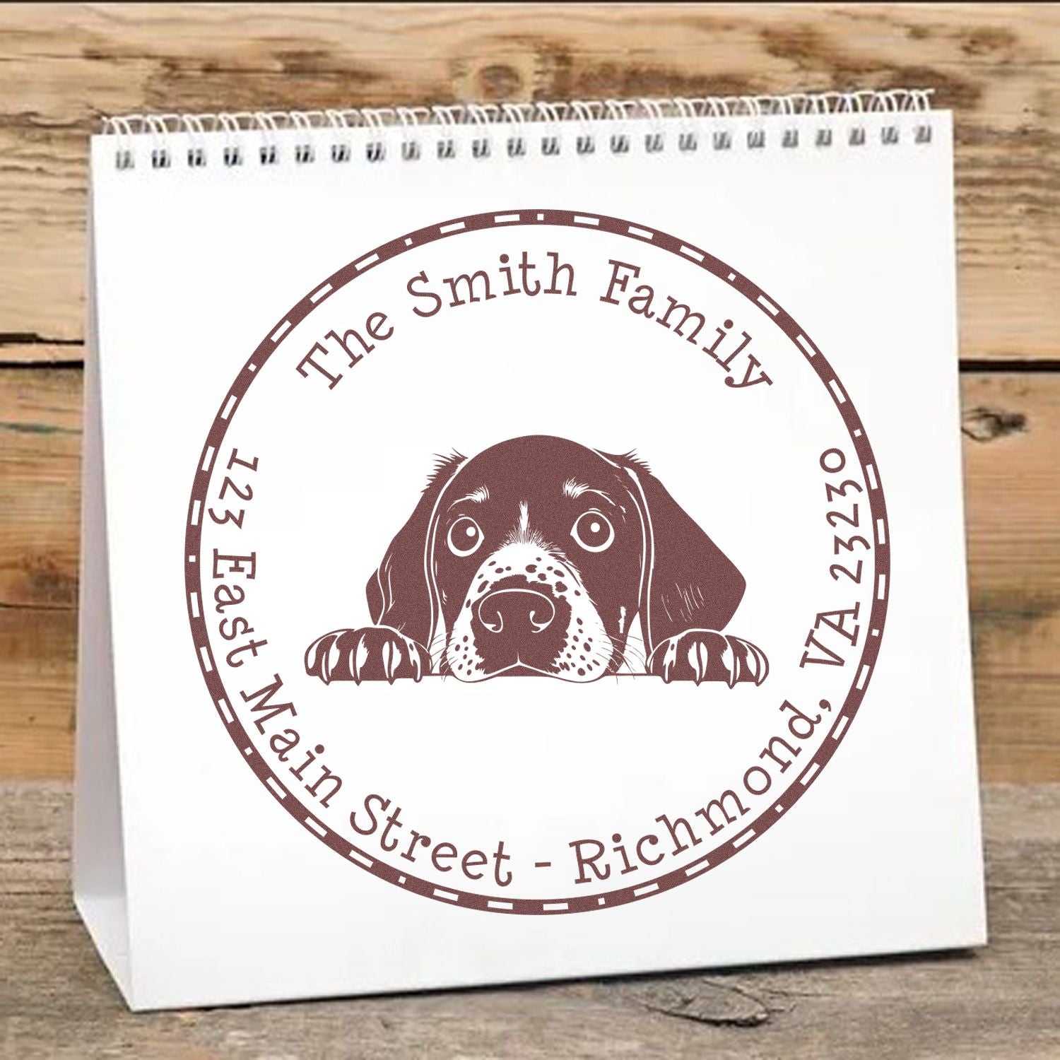 Round Self-Inking German Shorthaired Pointer Customized Address Stamp - Engineer Seal Stamps