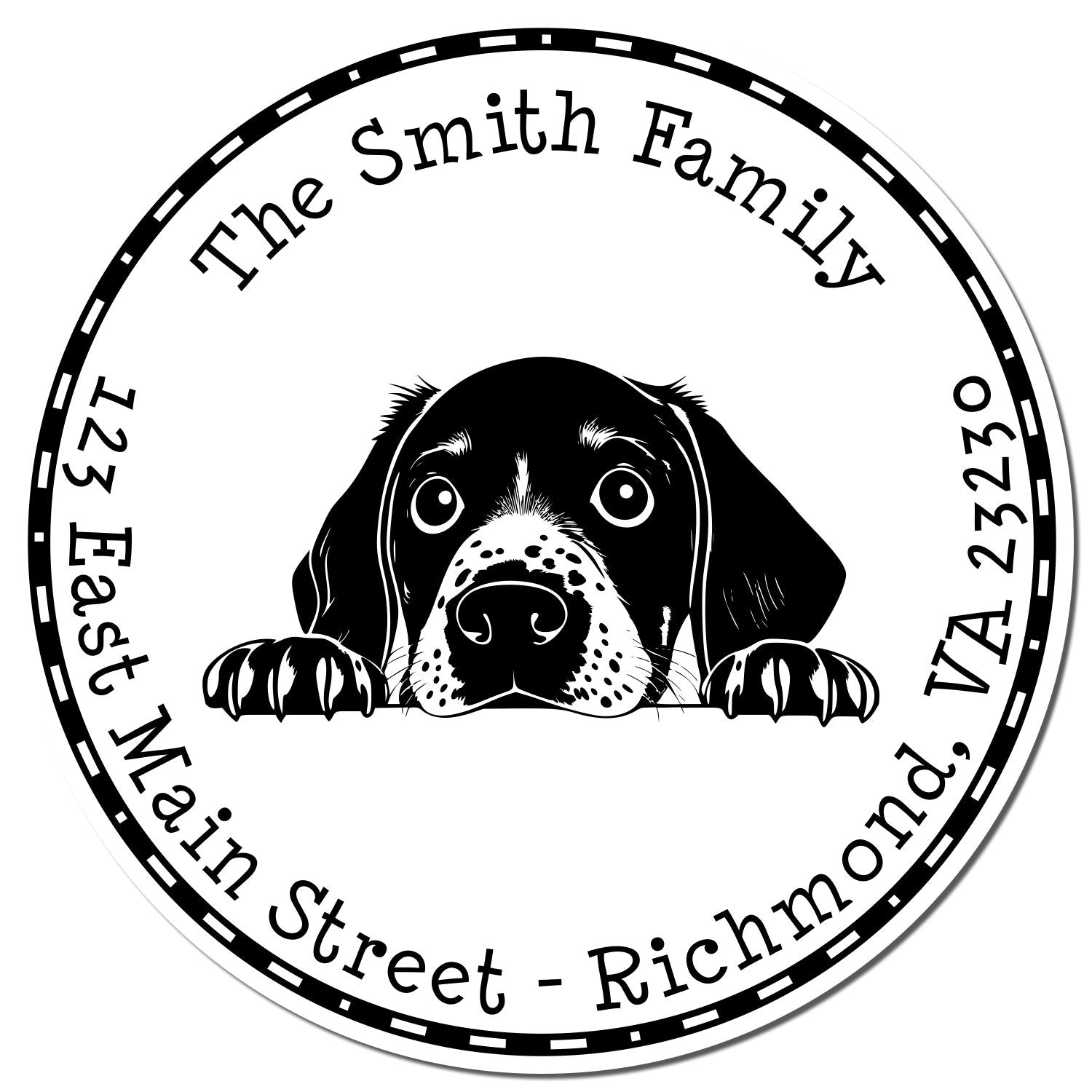 Round German Shorthaired Pointer Personalized Address Return Rubber Stamp - Engineer Seal Stamps