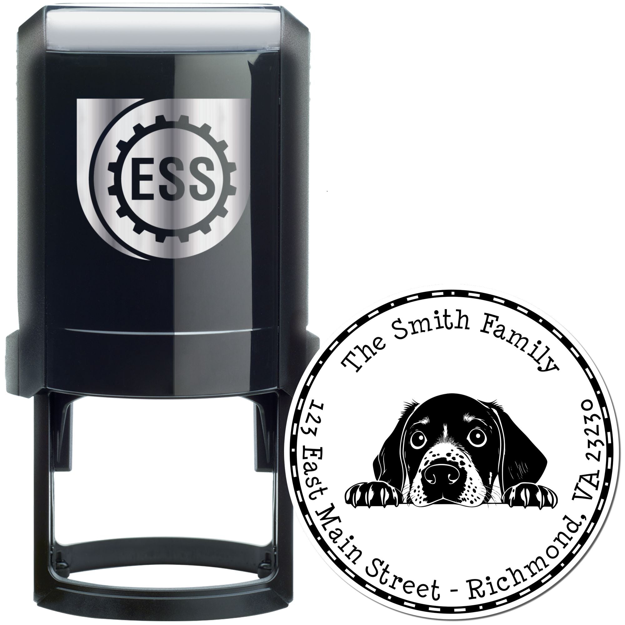 Round Self-Inking German Shorthaired Pointer Customized Address Stamp - Engineer Seal Stamps