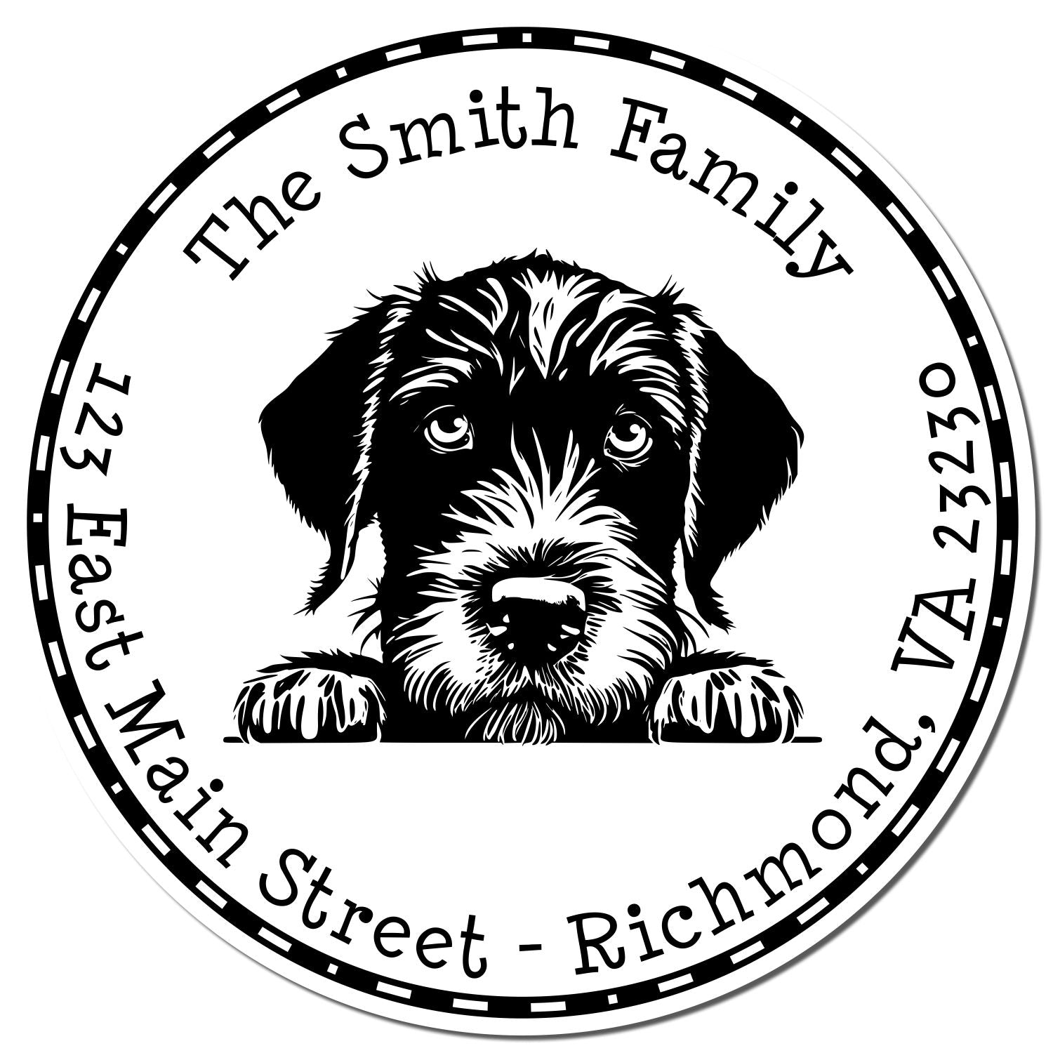 Round Self-Inking German Wirehaired Pointer Customized Address Return Stamp - Engineer Seal Stamps