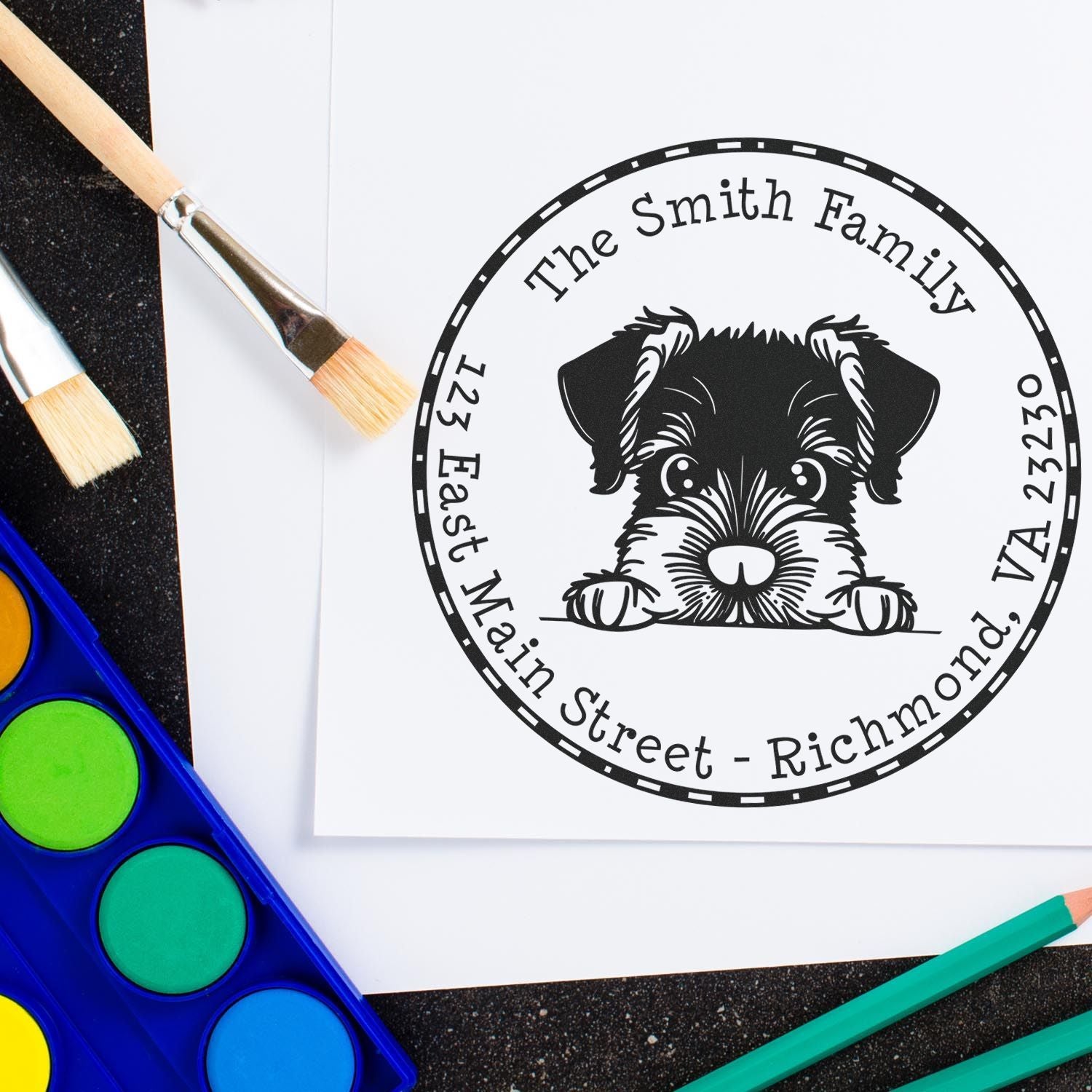 Round Self-Inking Giant Schnauzer Customized Inked Stamp - Engineer Seal Stamps