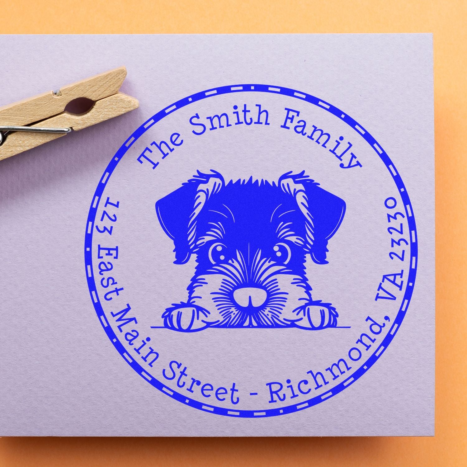Round Giant Schnauzer Personalized Return Address Rubber Stamp - Engineer Seal Stamps