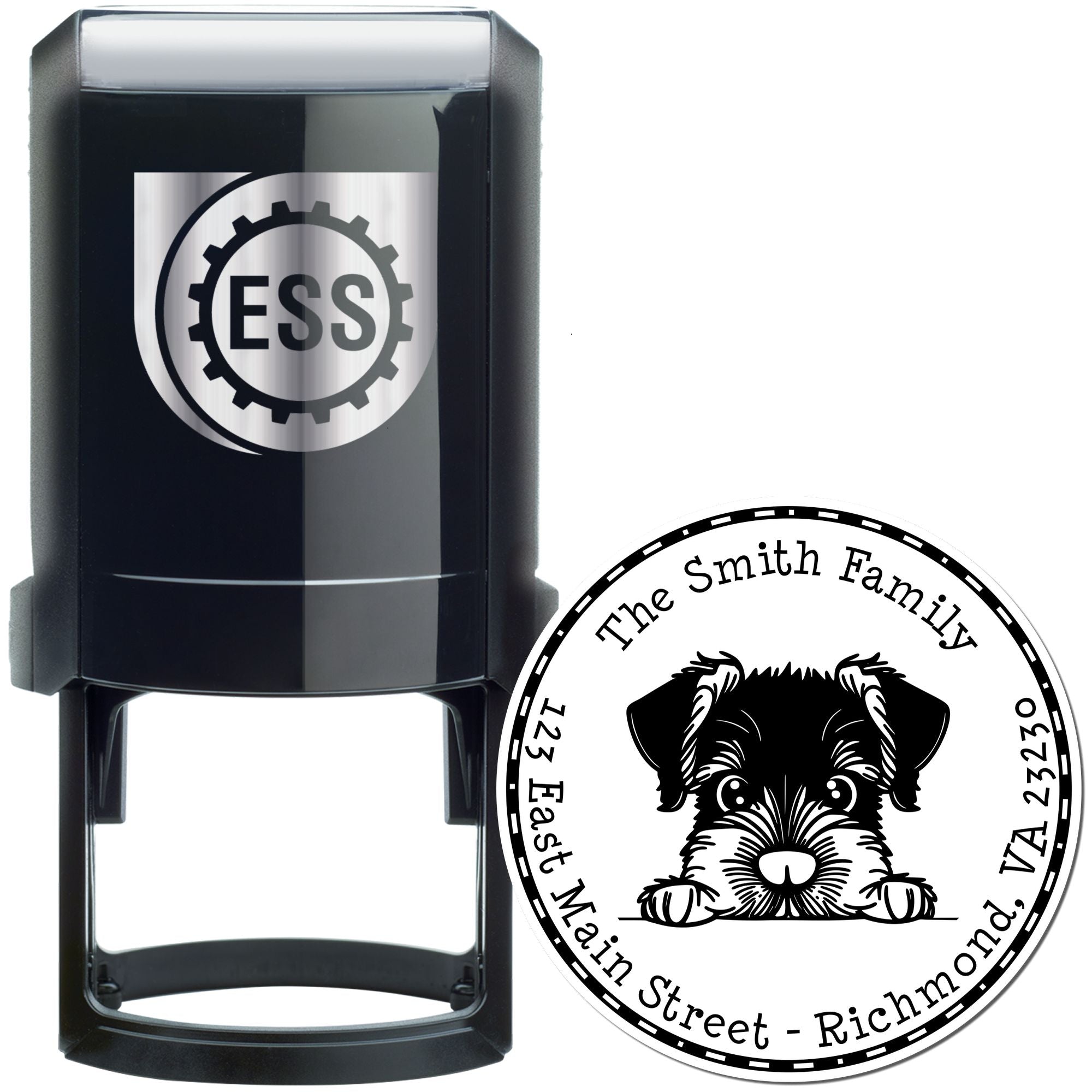 Round Self-Inking Giant Schnauzer Customized Inked Stamp - Engineer Seal Stamps